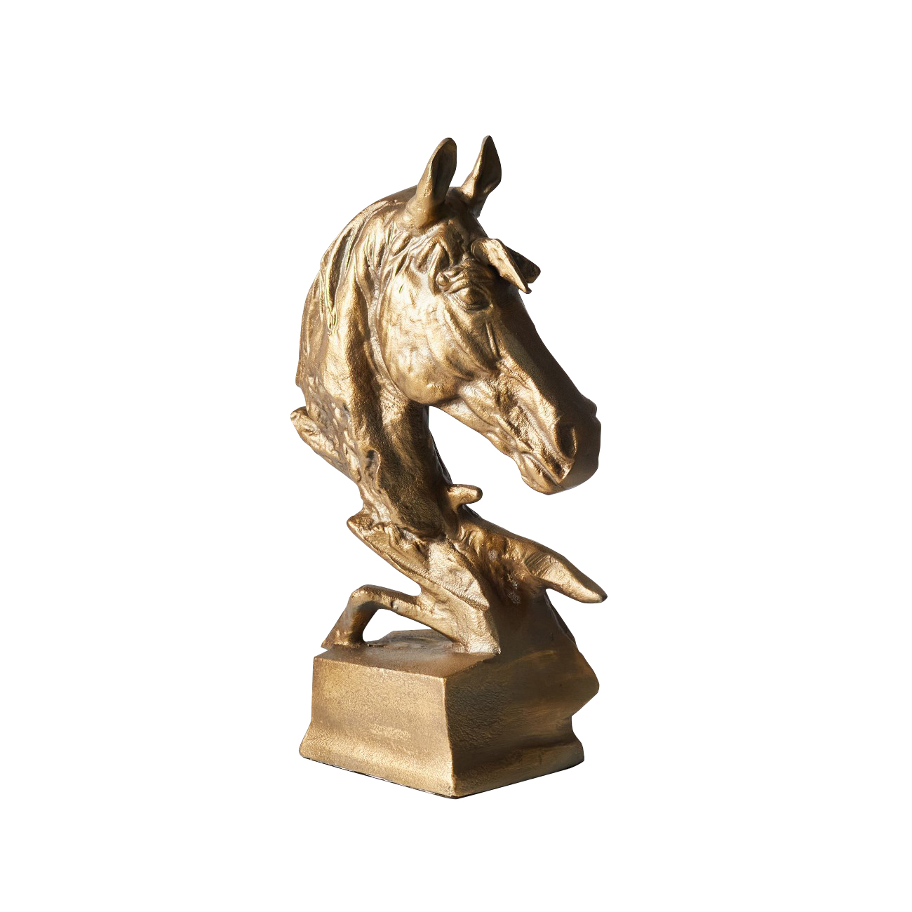 Equinox Horse Head Sculpture On Plinth Antique Gold thumbnail