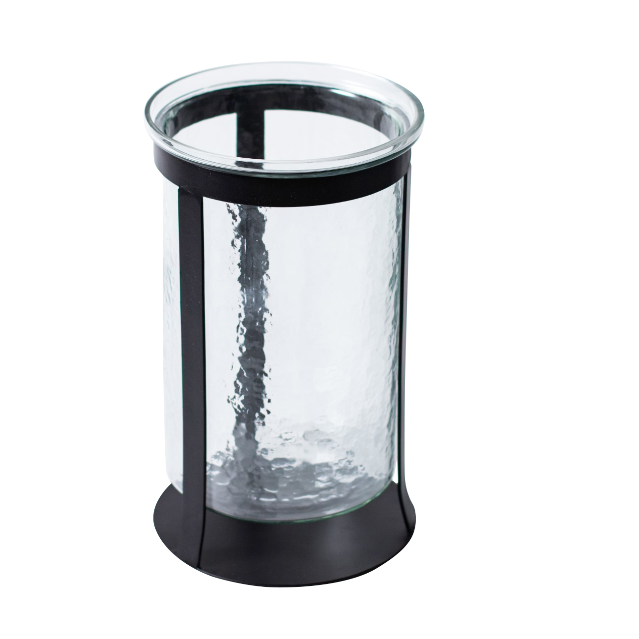 Nox Hammered Glass Black Iron Hurricane Large thumbnail