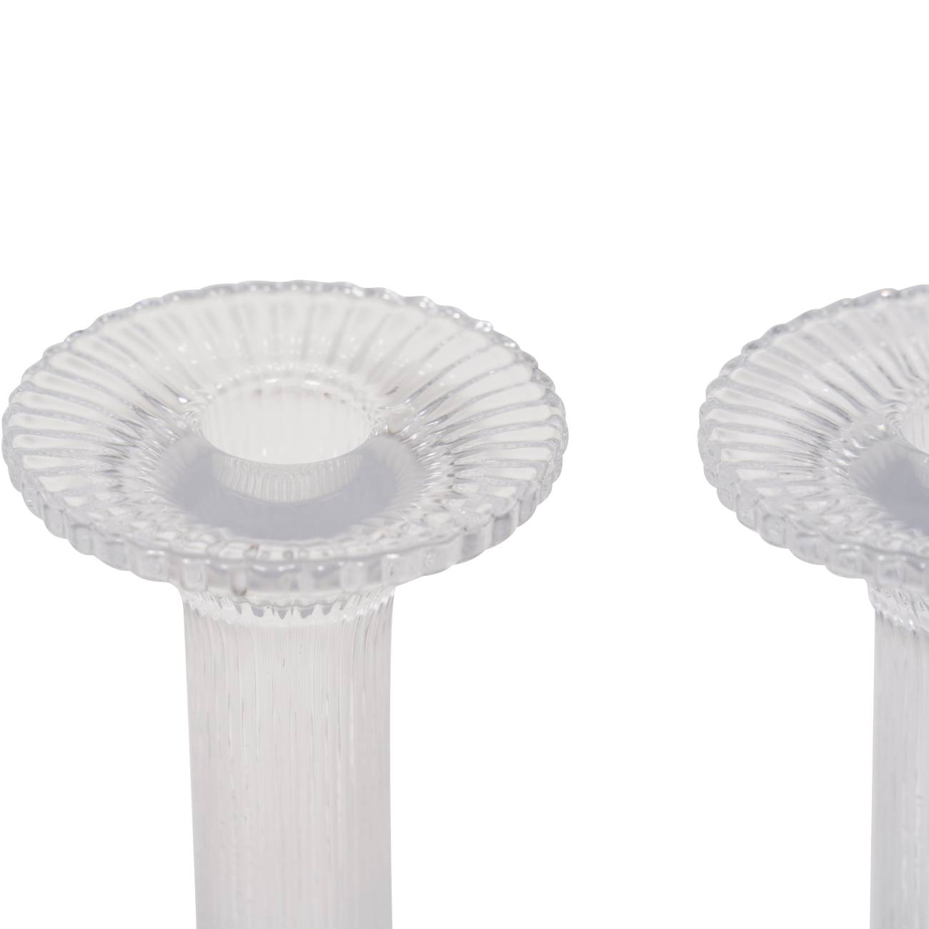 Set of 4 Glass Ribbed Candlestick The Libra Company