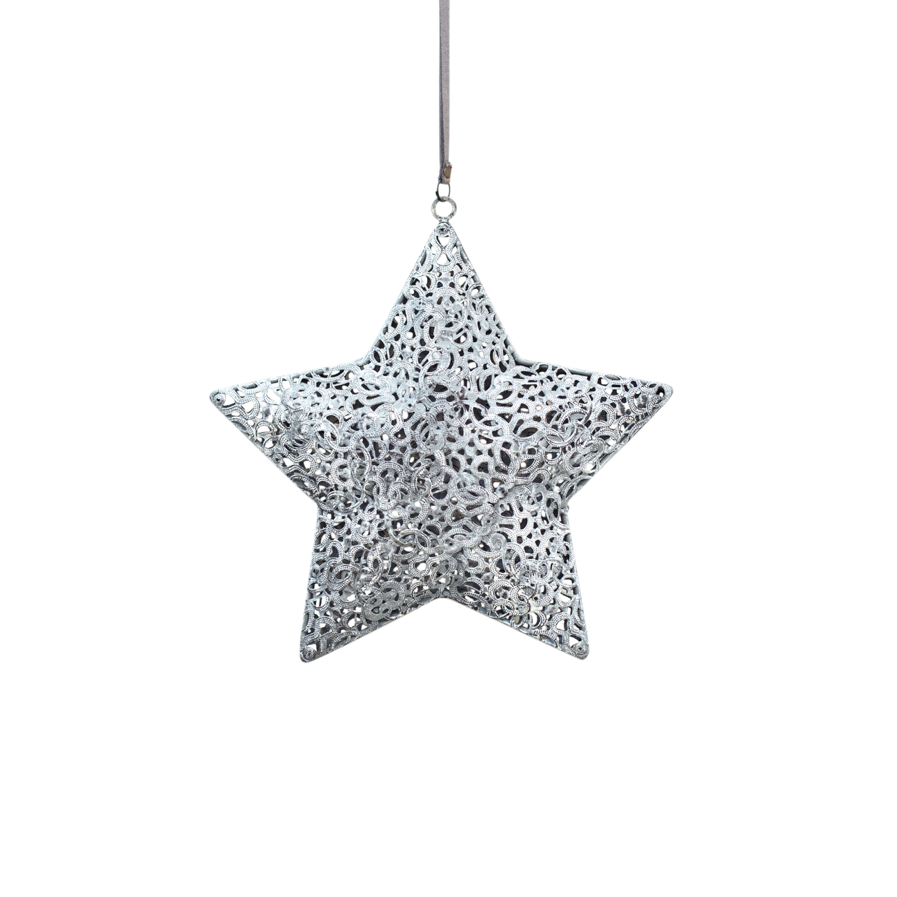 Filigree Metal Silver Star Decoration thumbnail
