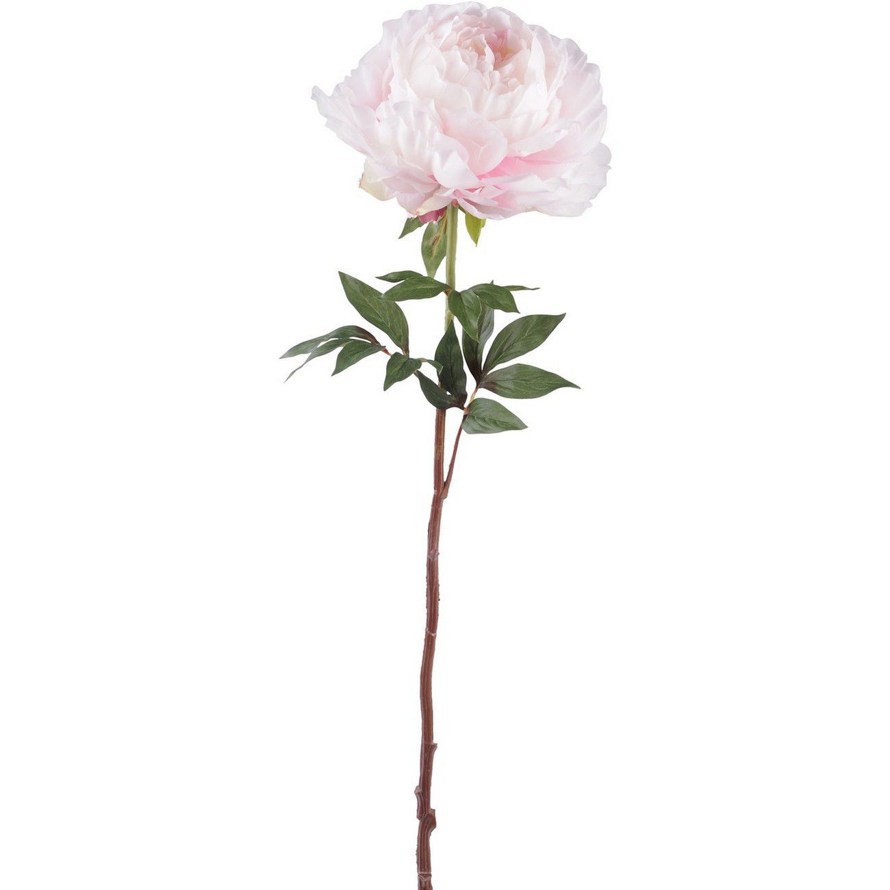 Faux Pink Peony Spray With Leaves 87cm thumbnail