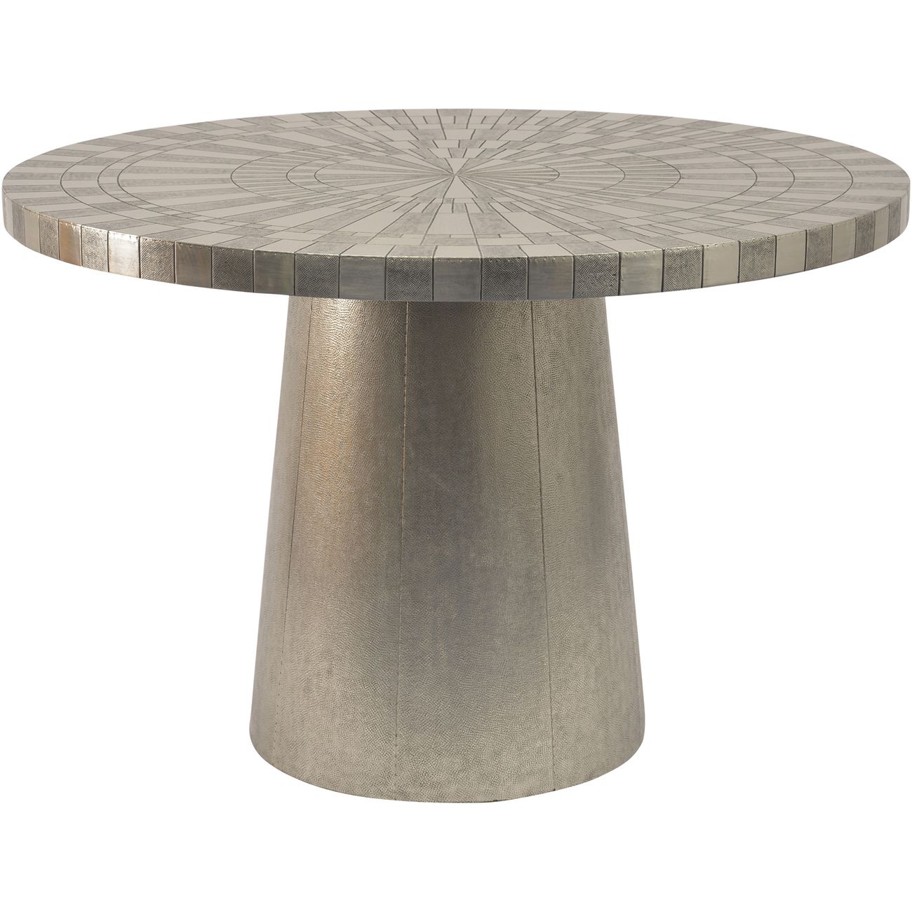 Coco Silver Embossed Metal 4 Seater Round Dining Table thumbnail