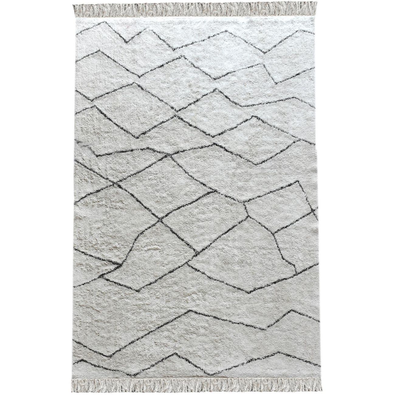 Ahun Table Tufted Ivory & Charcoal Pattern 160x230cm Cotton Rug thumbnail