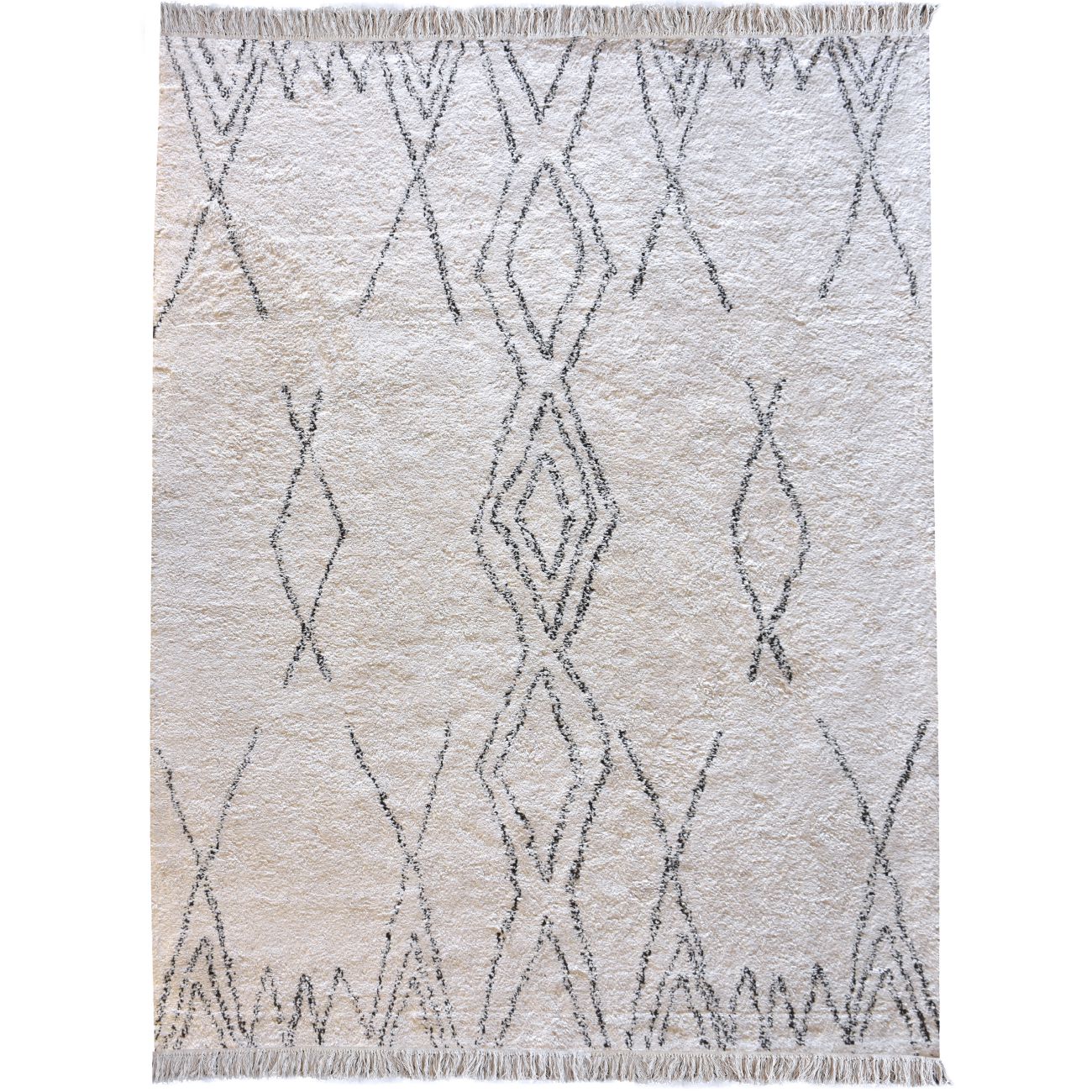 Akra Table Tufted Ivory & Charcoal Pattern 160x230cm Cotton Rug thumbnail