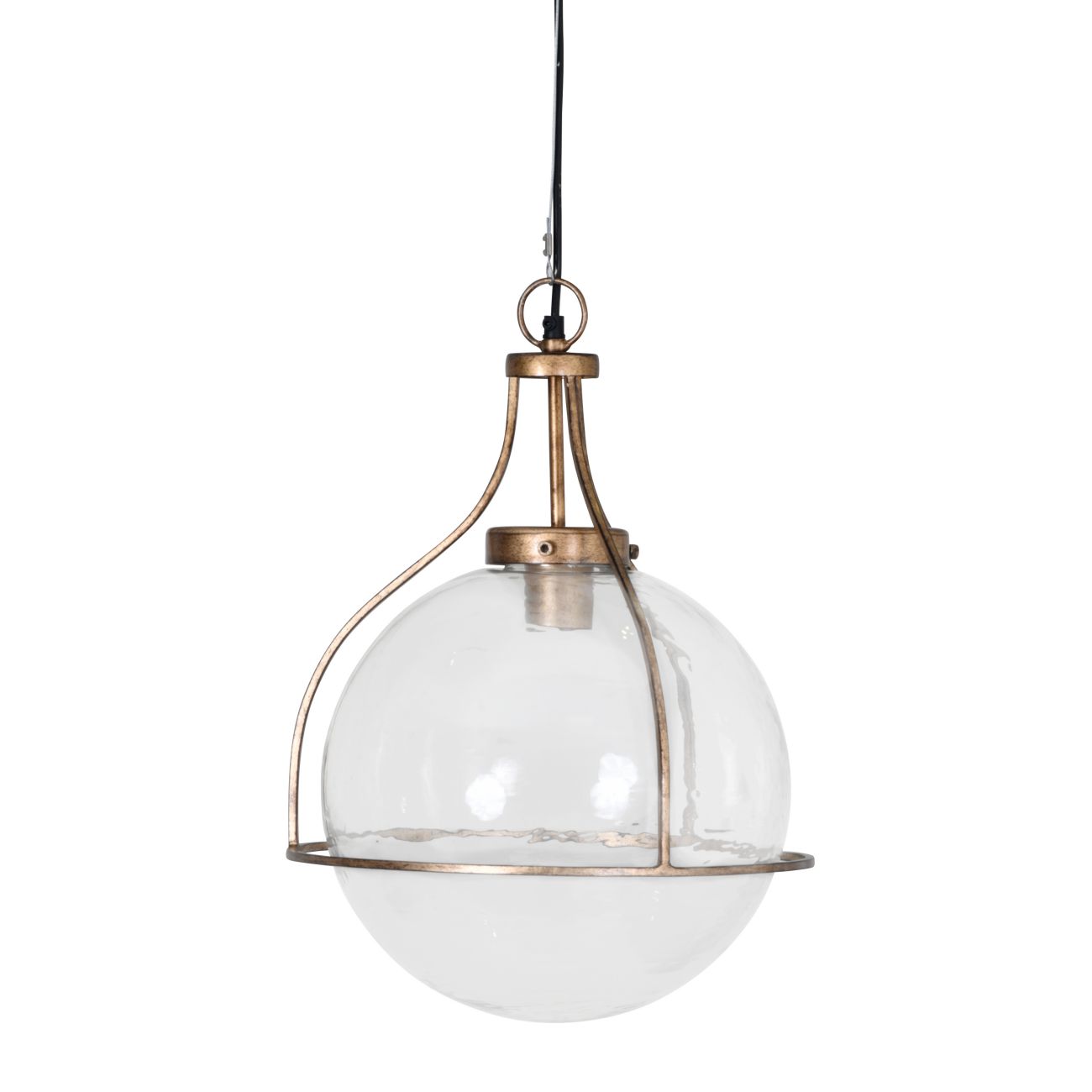 Jupiter Globe Pendant Aged Champagne Finish Hammered Clear Glass E27 60W thumbnail