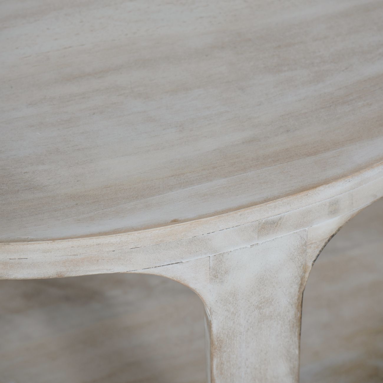 Beadnell Solid Carved Wooden Coffee Table in Whitewash Finish The Libra Company