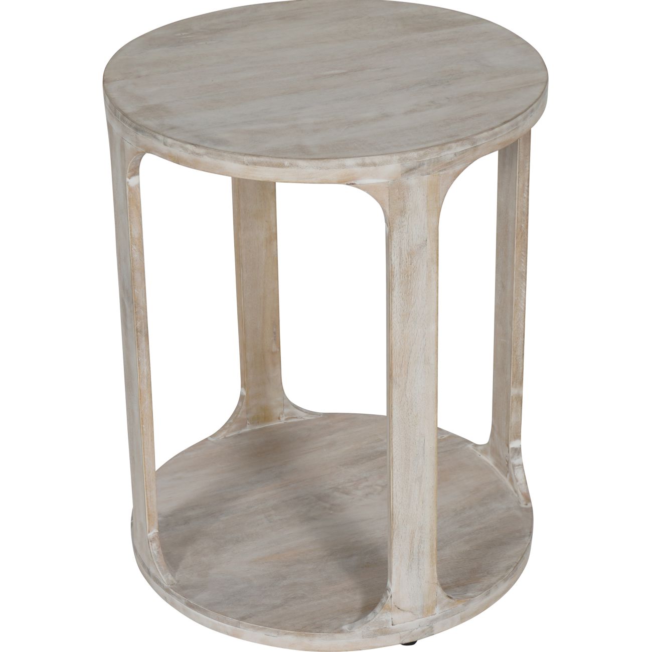 Beadnell Solid Carved Wooden Side Table in Whitewash Finish The Libra