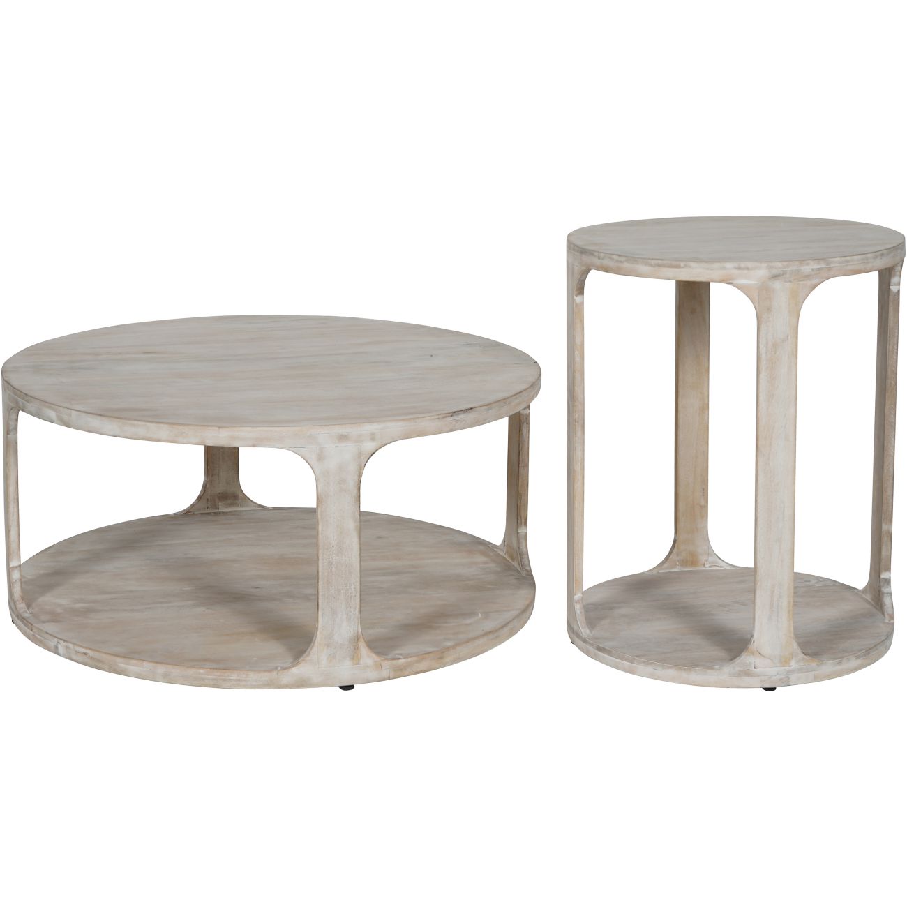 Beadnell Solid Carved Wooden Side Table in Whitewash Finish The Libra