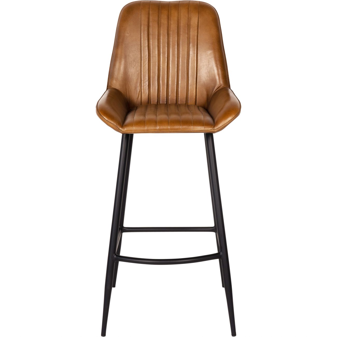 Pair of Pembroke Leather Bar Stools in Cognac Libra Interiors