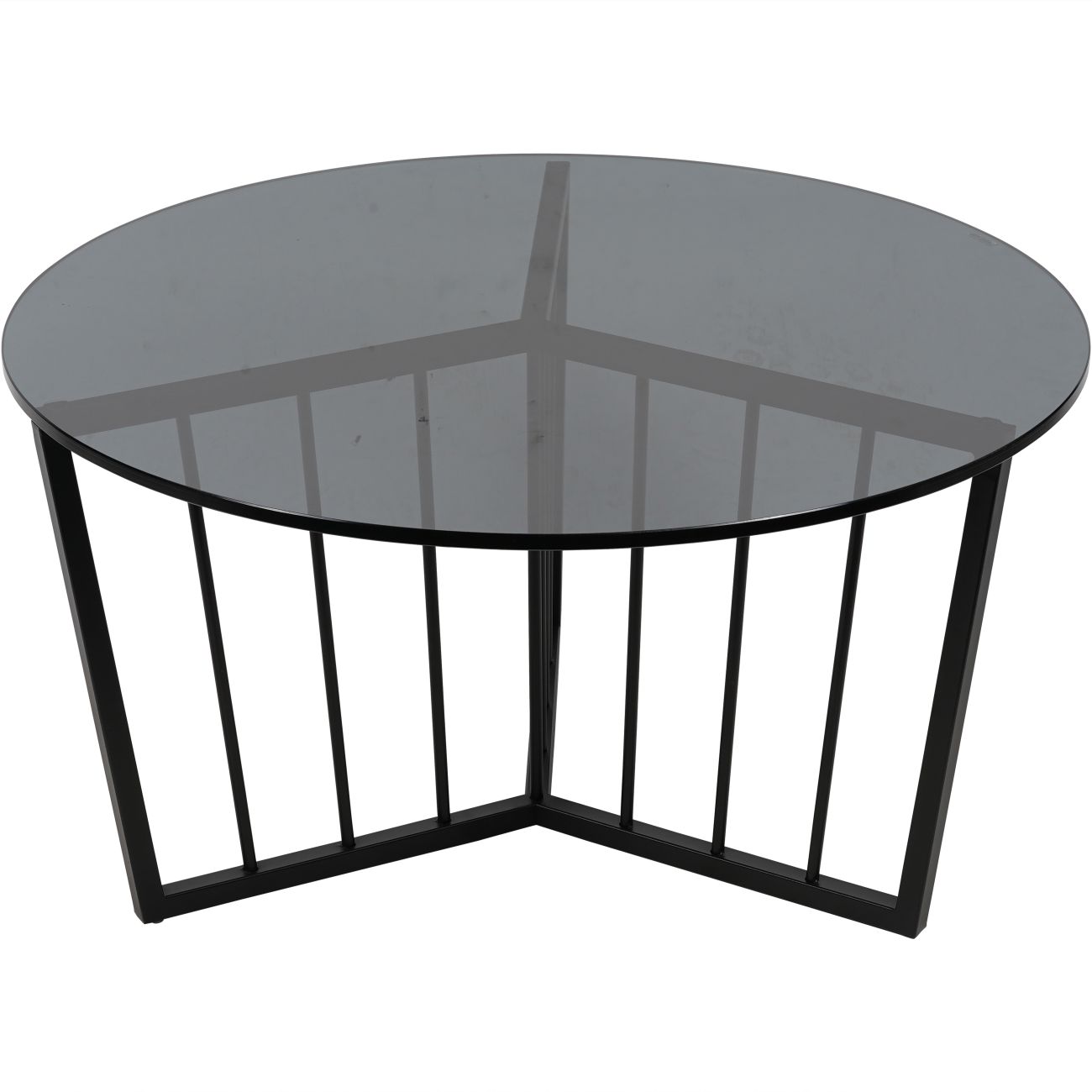 Abington Black Frame and Tinted Glass Round Coffee Table 80cm The