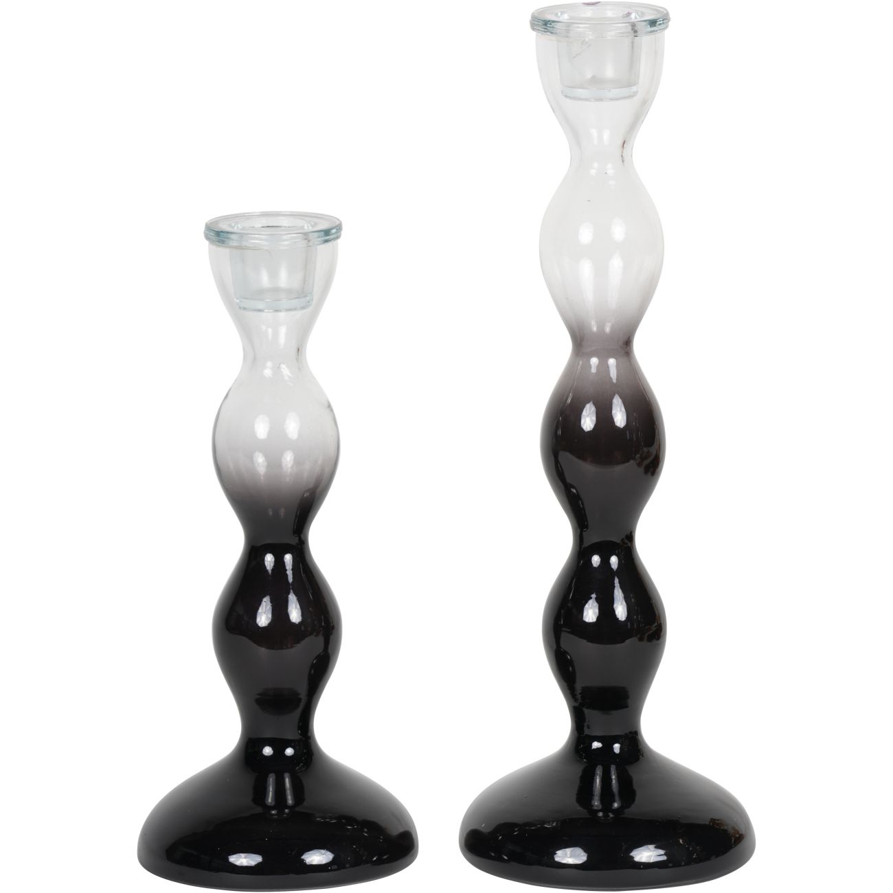 Bobble Candlestick Midnight Black Ombre Small 24cm The Libra Company