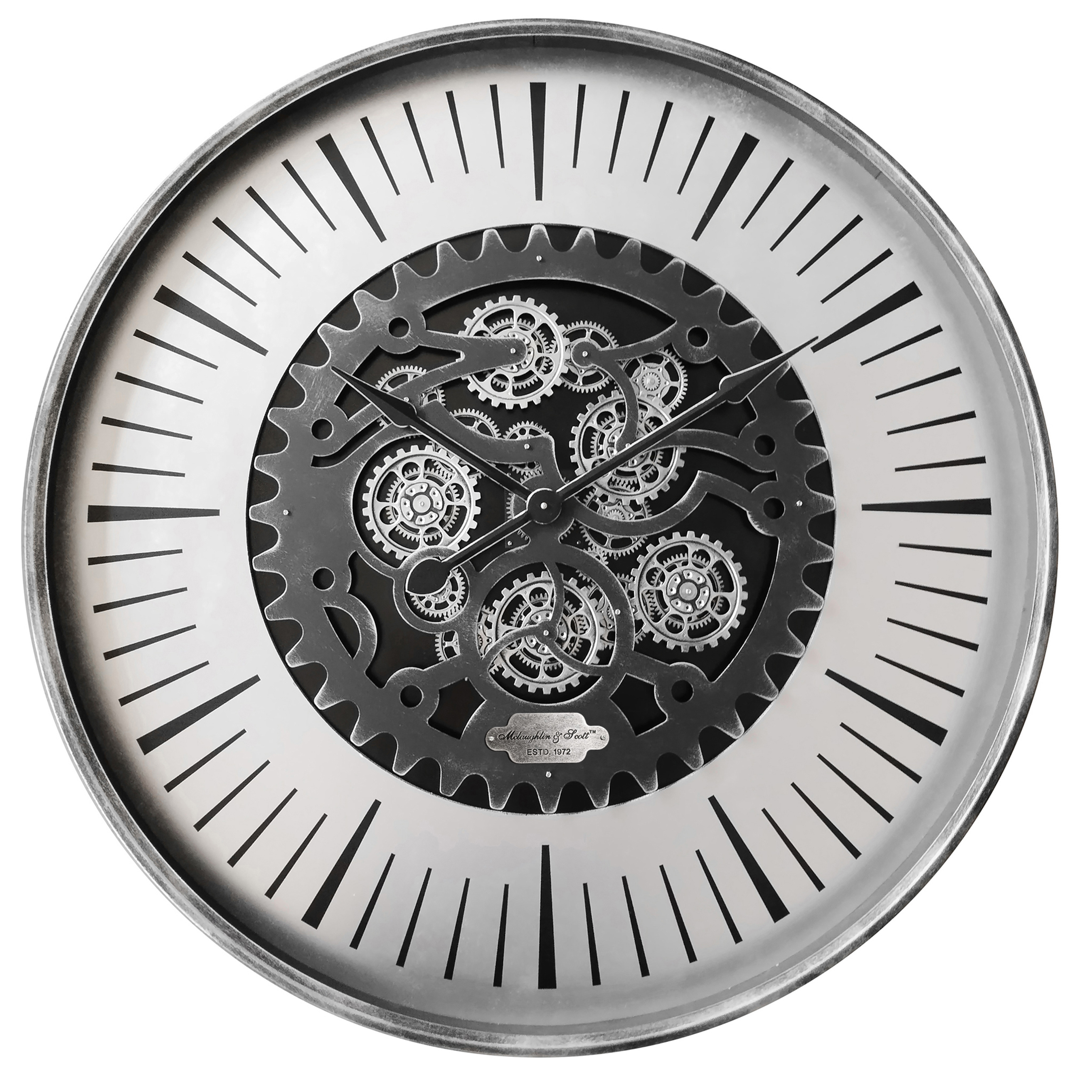 Palladium Wall Clock with Moving Cogs Black Nickel 100cm thumbnail