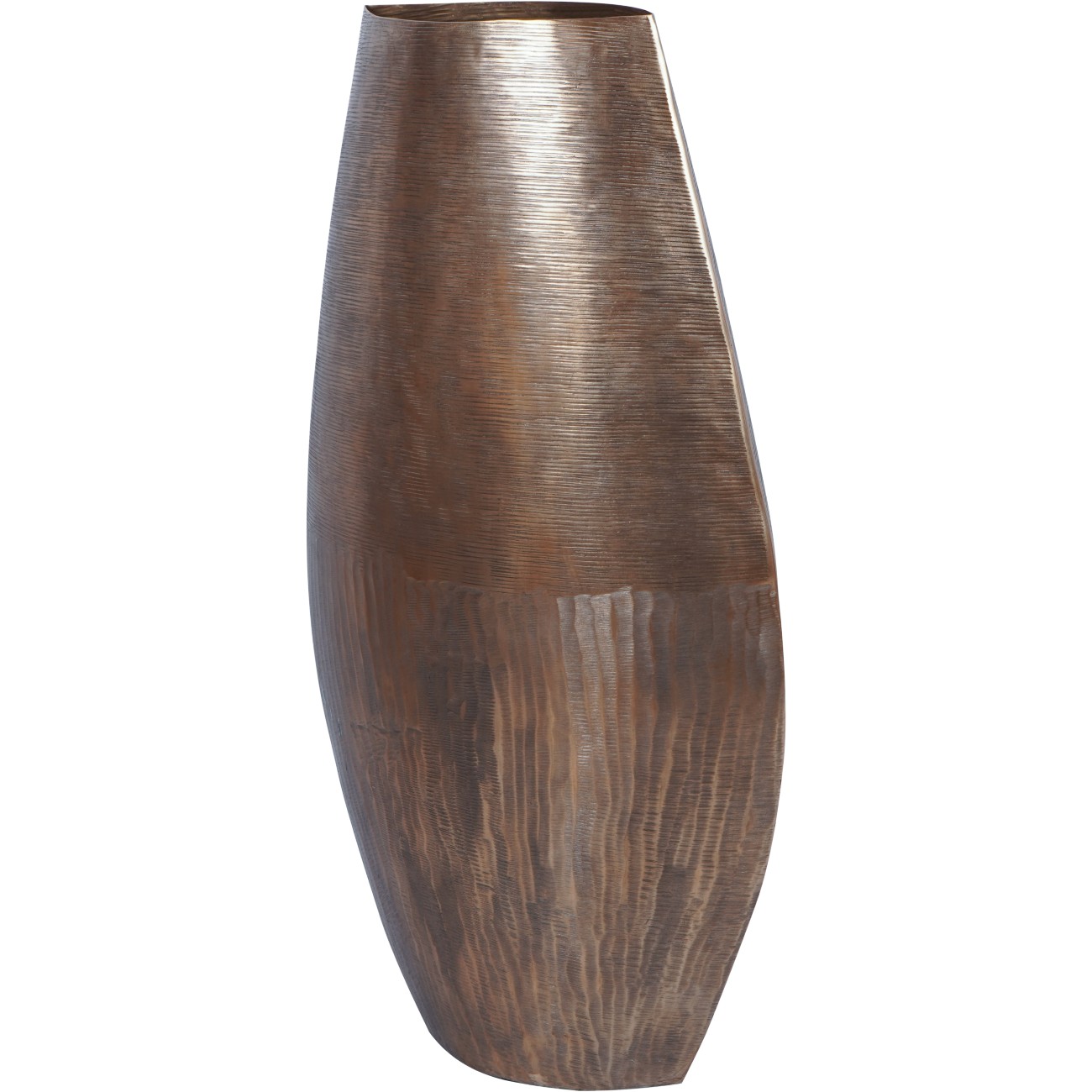 Southwold Textured Oval Antique Brass Vase 100cm