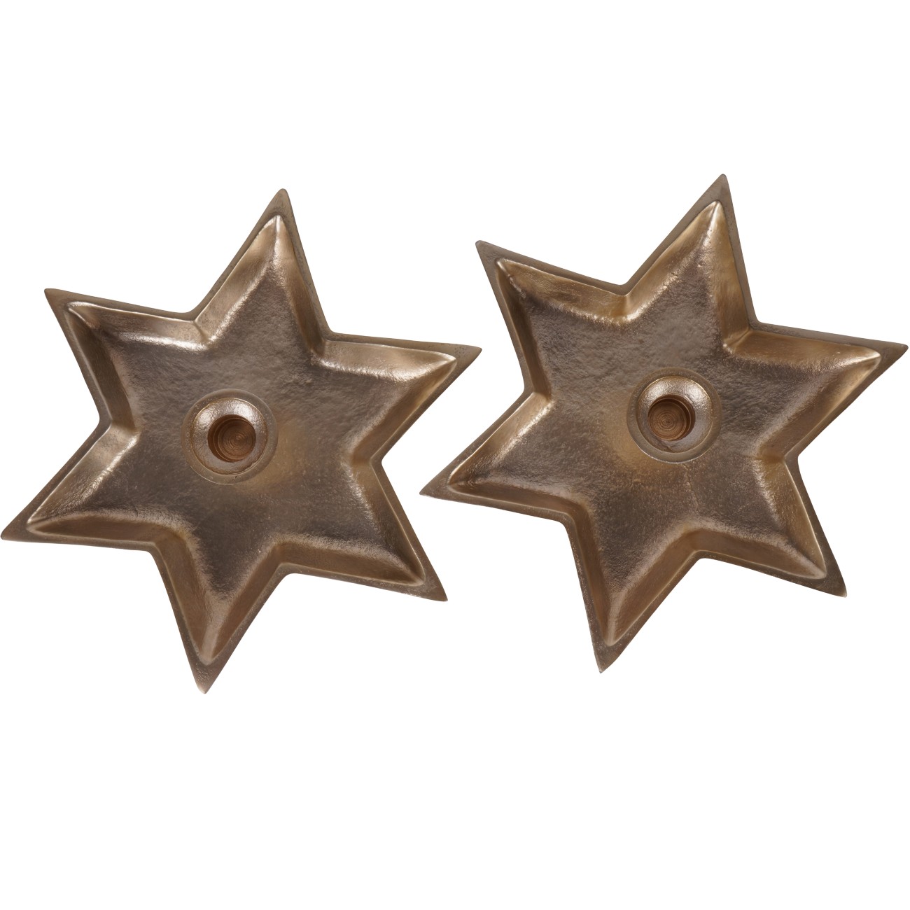 Laura Ashley Set of 2 Large Star Gold Candle Holders