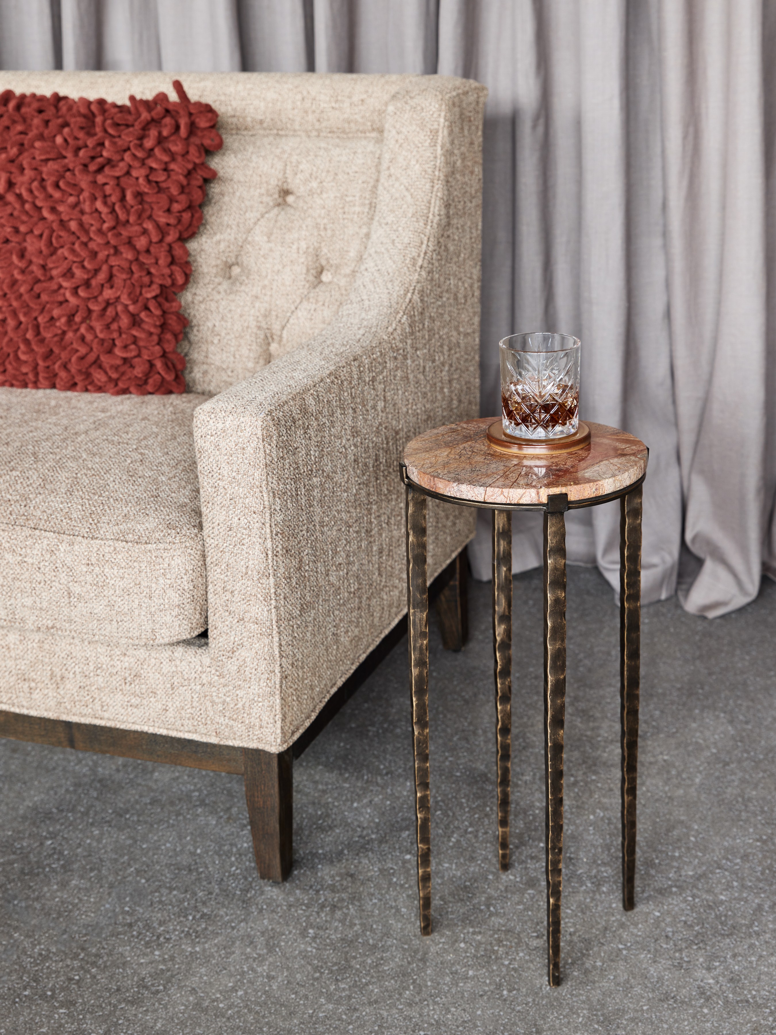 Leo Forest Brown Marble Accent Table hover image