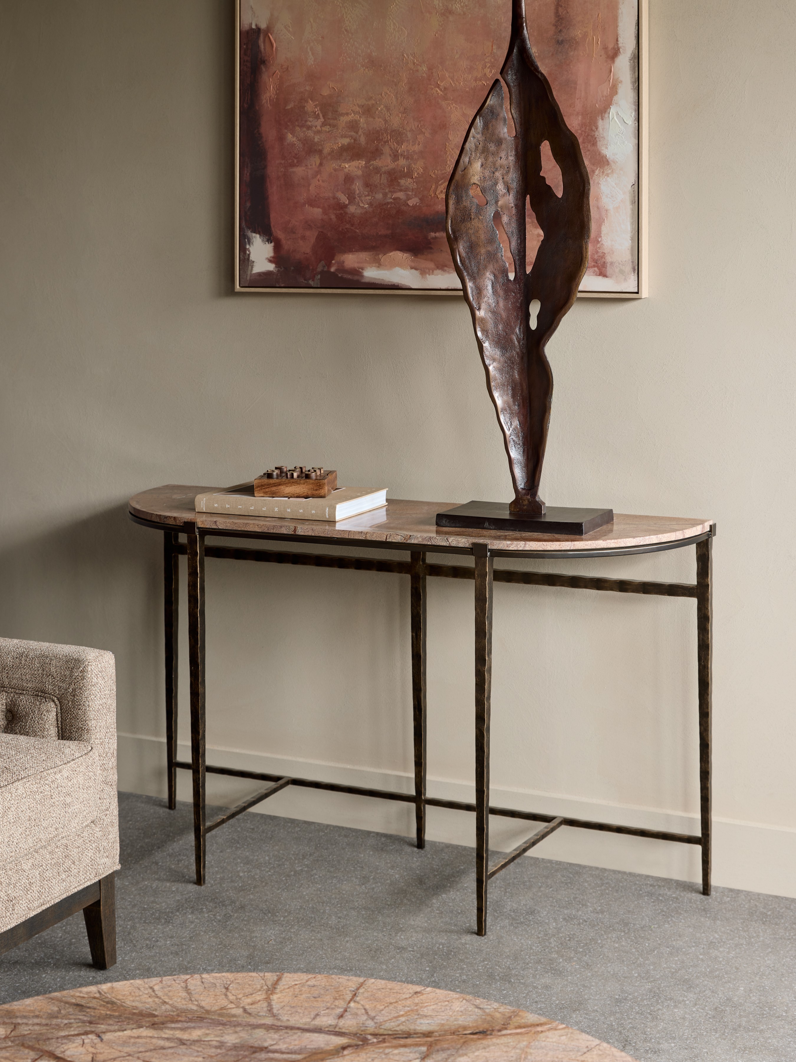 Leo Forest Brown Marble Console Table hover image