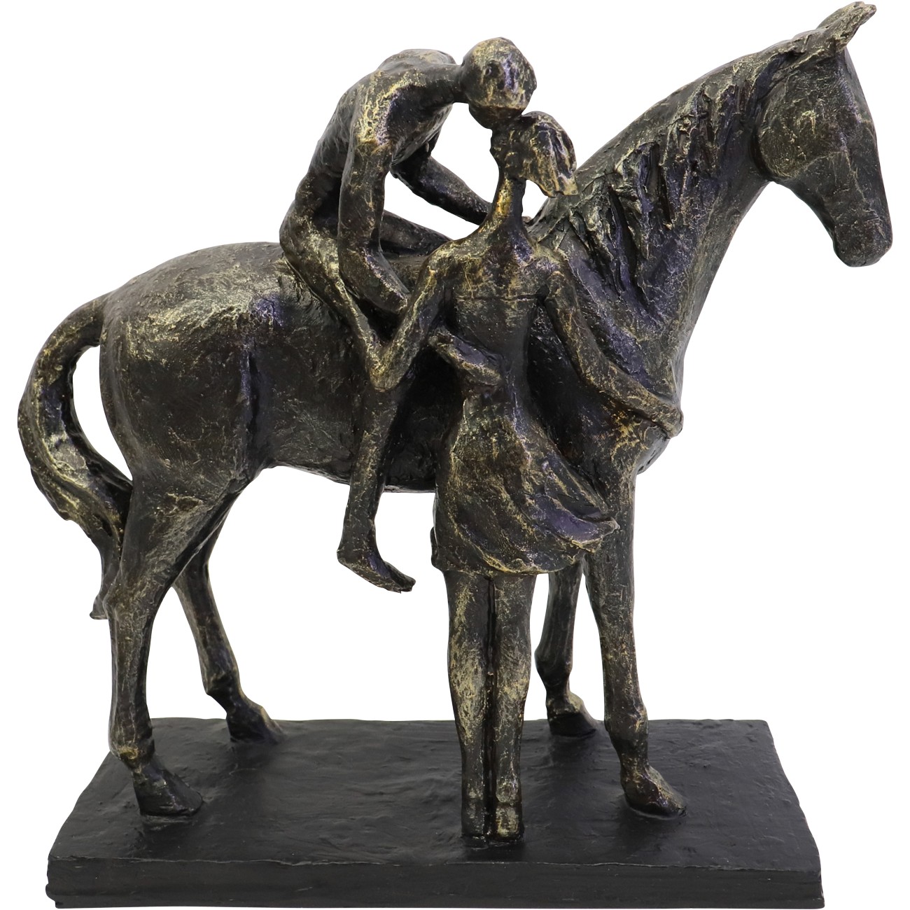 Kissing Couple with Horse Sculpture