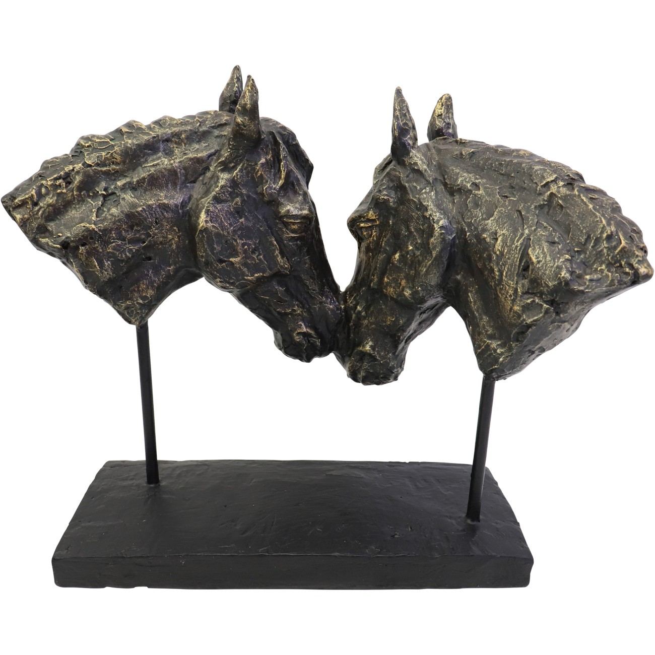 Nuzzling Bay Horse Heads Sculpture