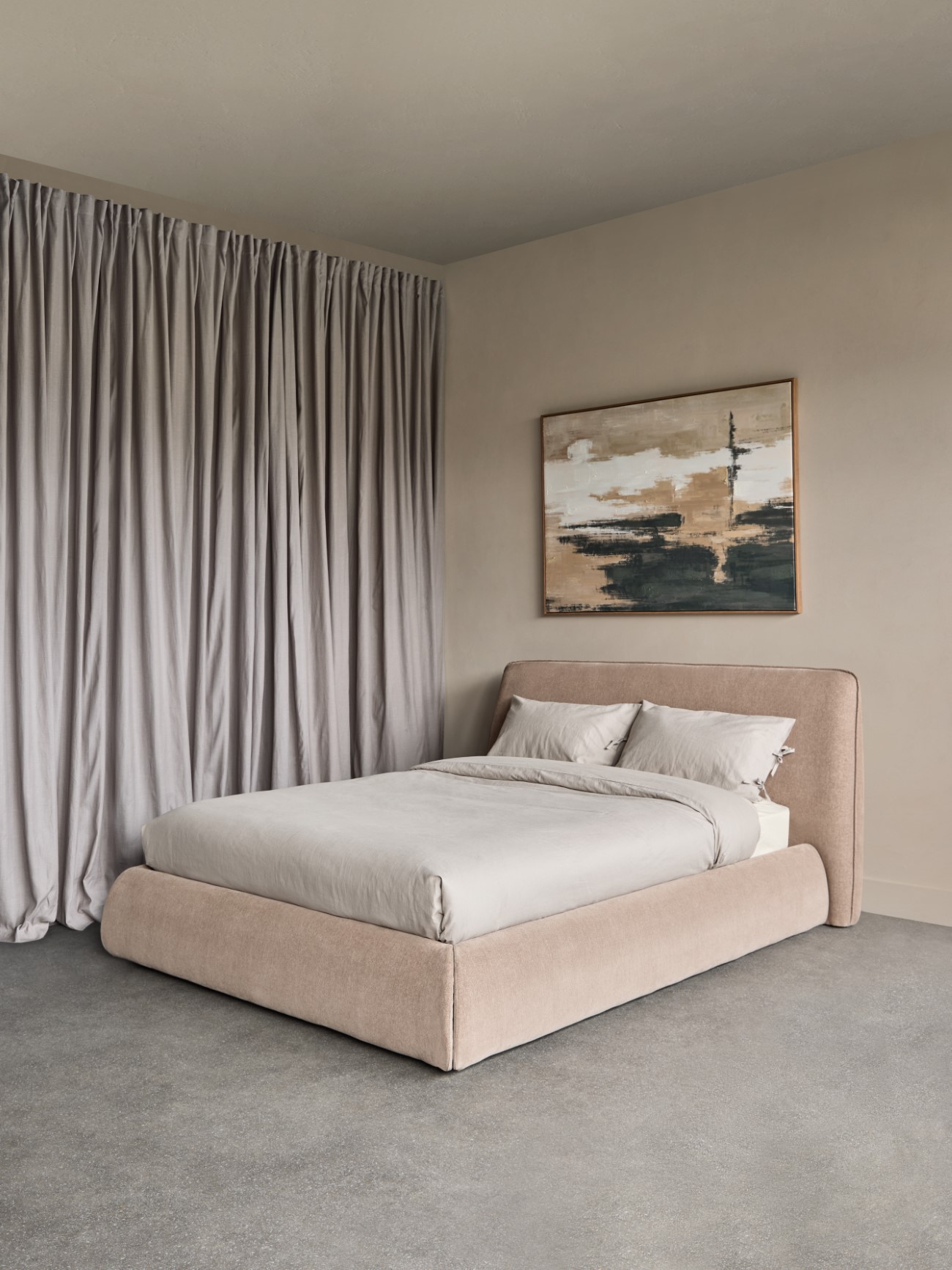 Darley Upholstered 5′ King Sized bed frame in Soft Brown hover image