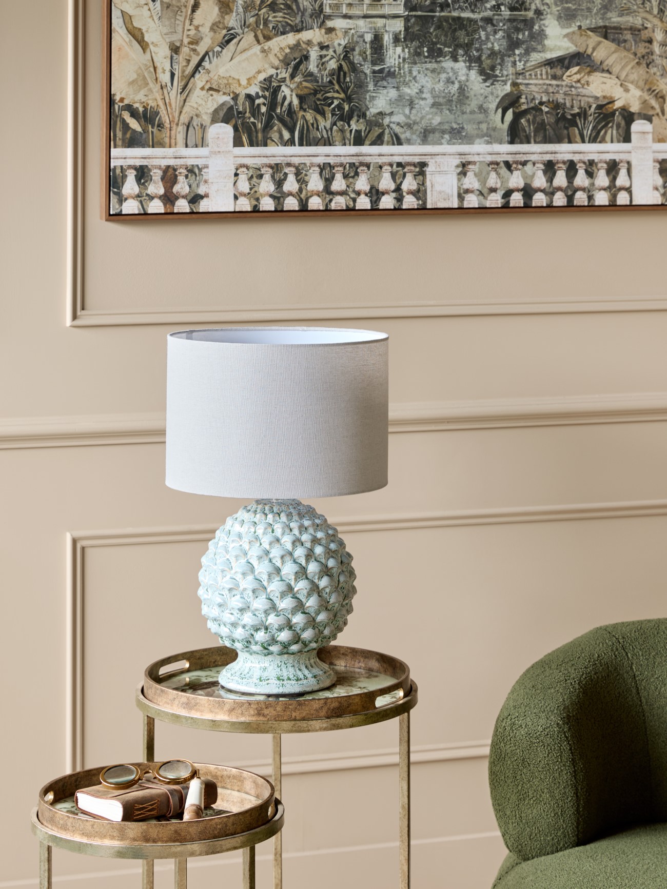 Verona Glazed Ceramic Table Lamp with Shade E27 60W hover image