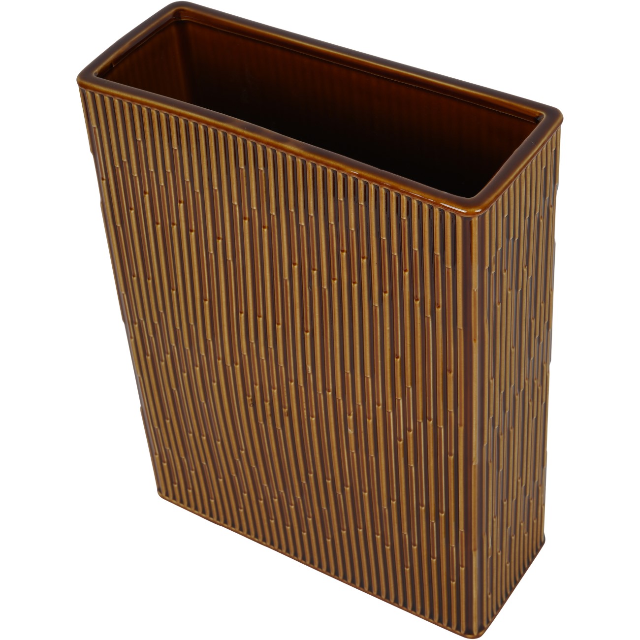 Elk Square Glazed Vase Terracotta