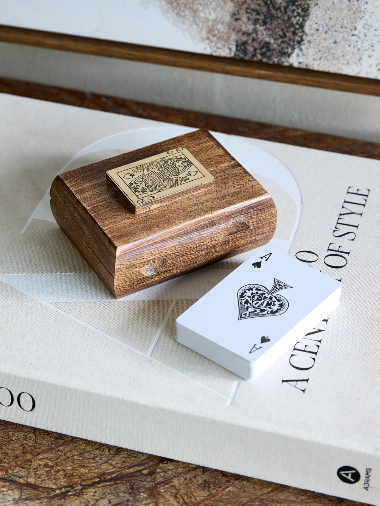 Pryce Mango Wood Card Box with cards hover image