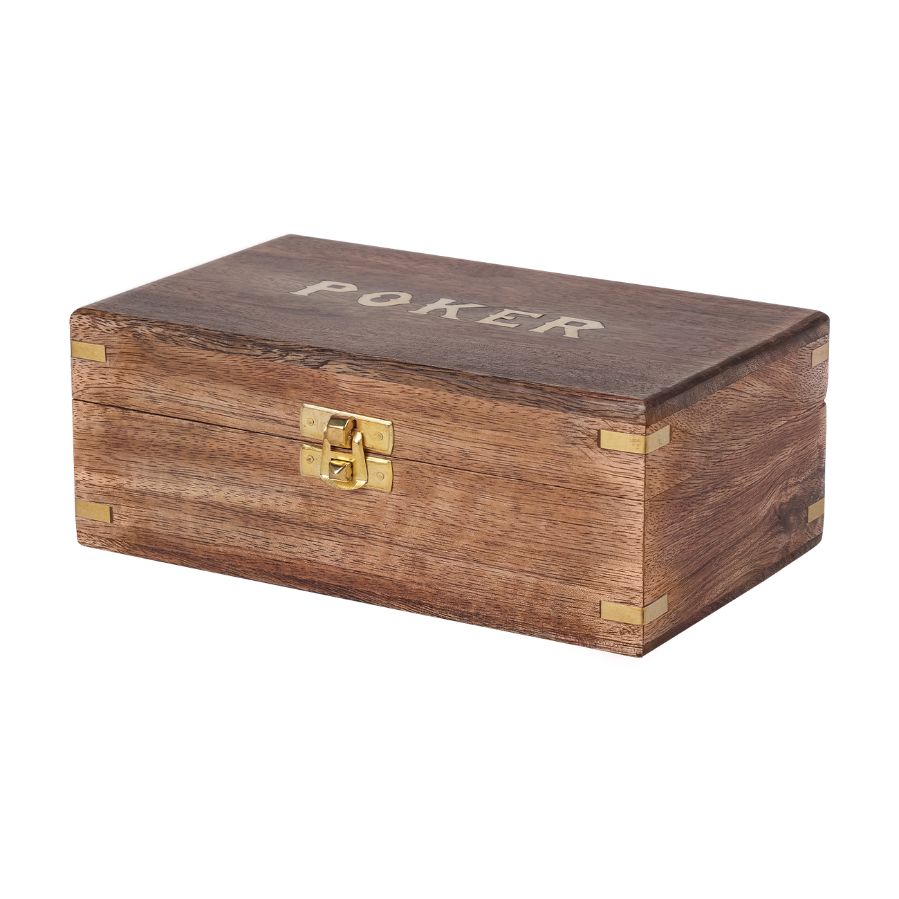 Pryce Mango Wood Poker Box with cards