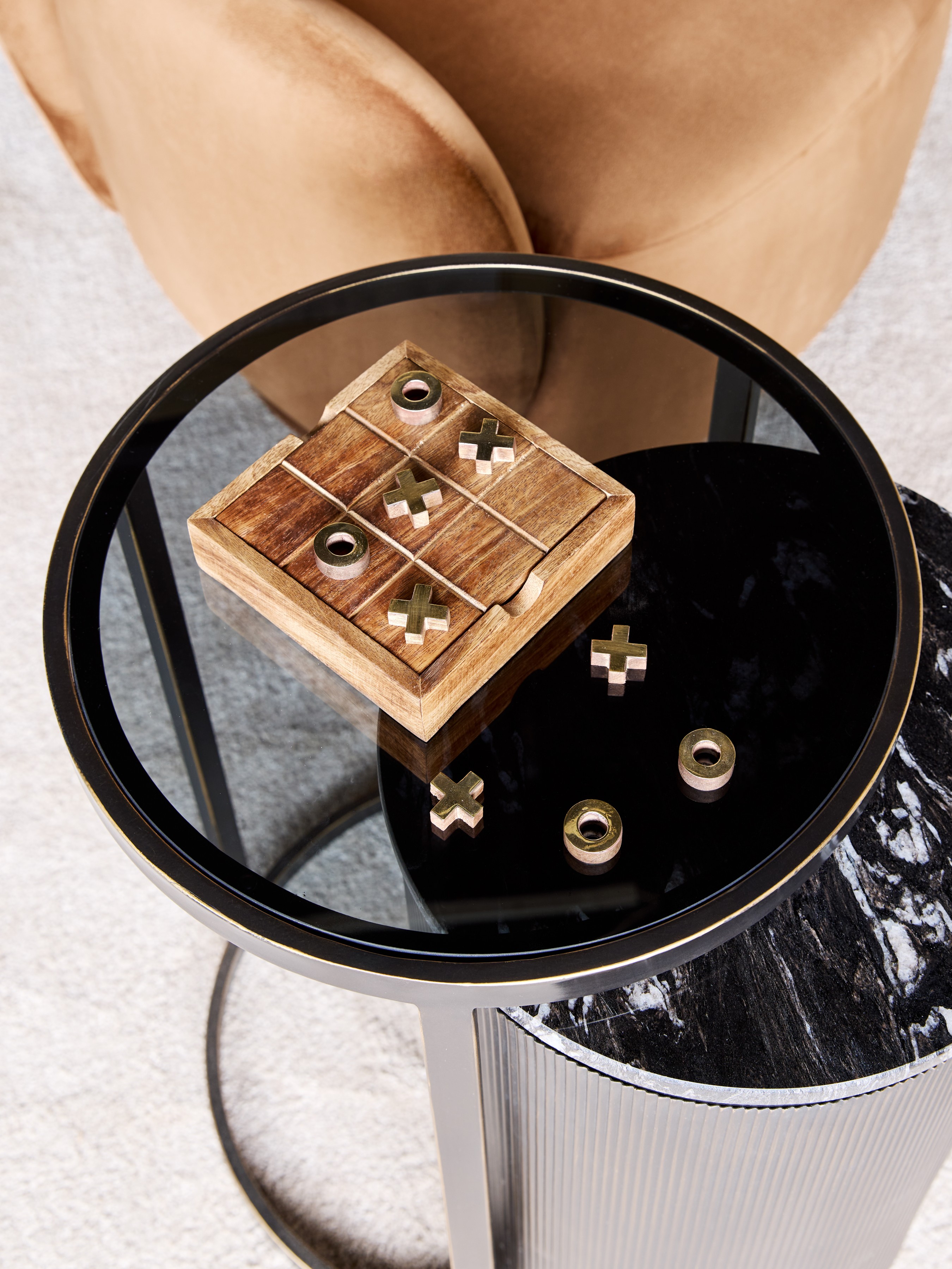 Pryce Mango Wood Noughts and Crosses & Solitaire Game hover image