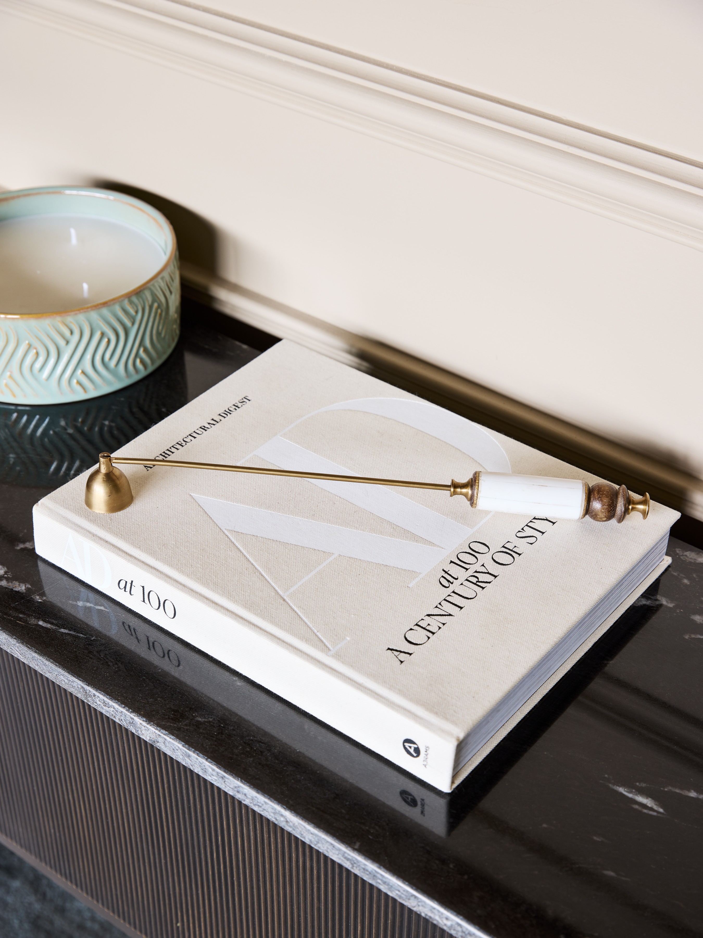 Harris Antique Brass Candle Snuffer with Bone Inlay Handle hover image