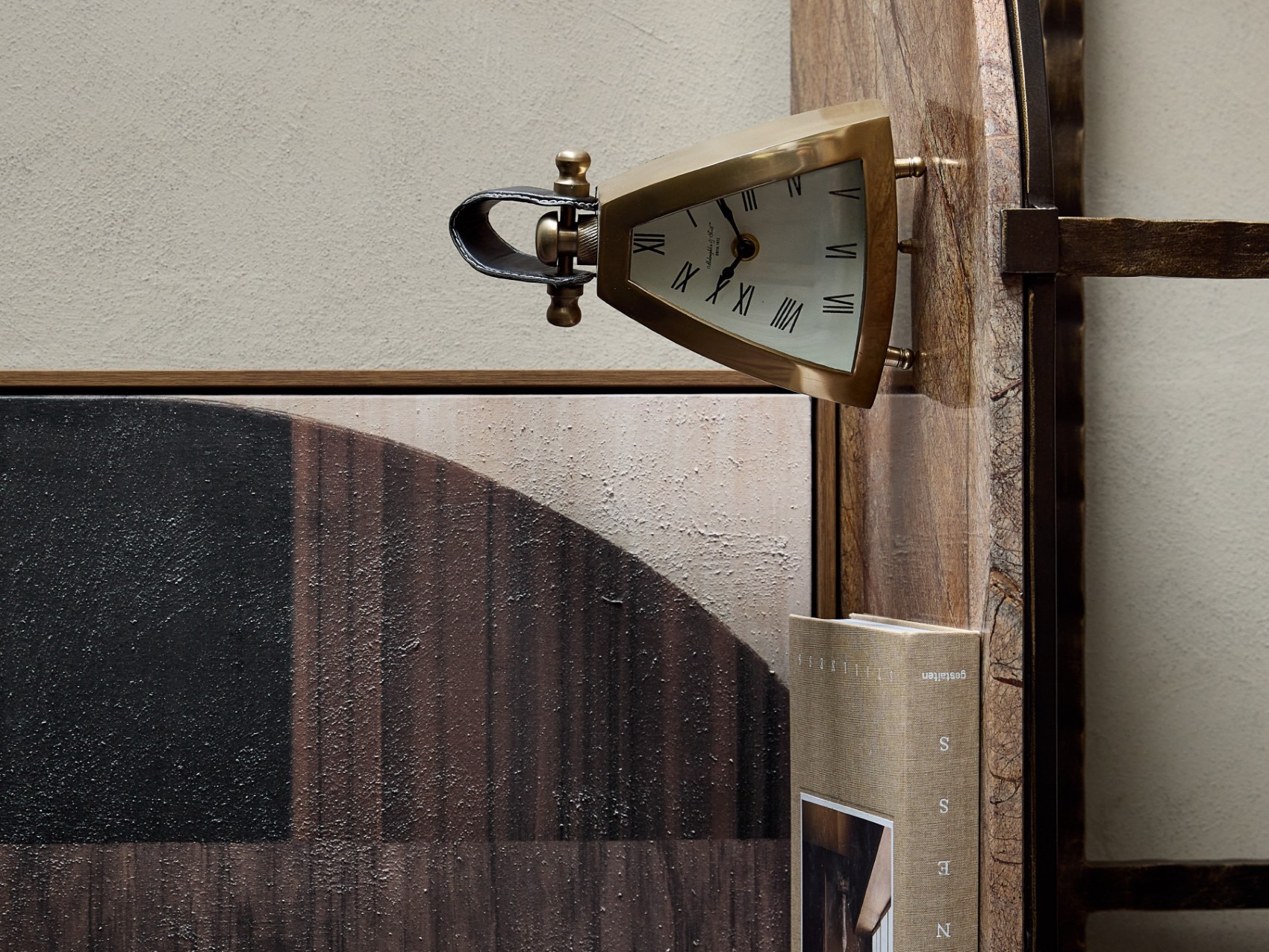 Isosceles Brass Curved Front Mantel Clock Small hover image