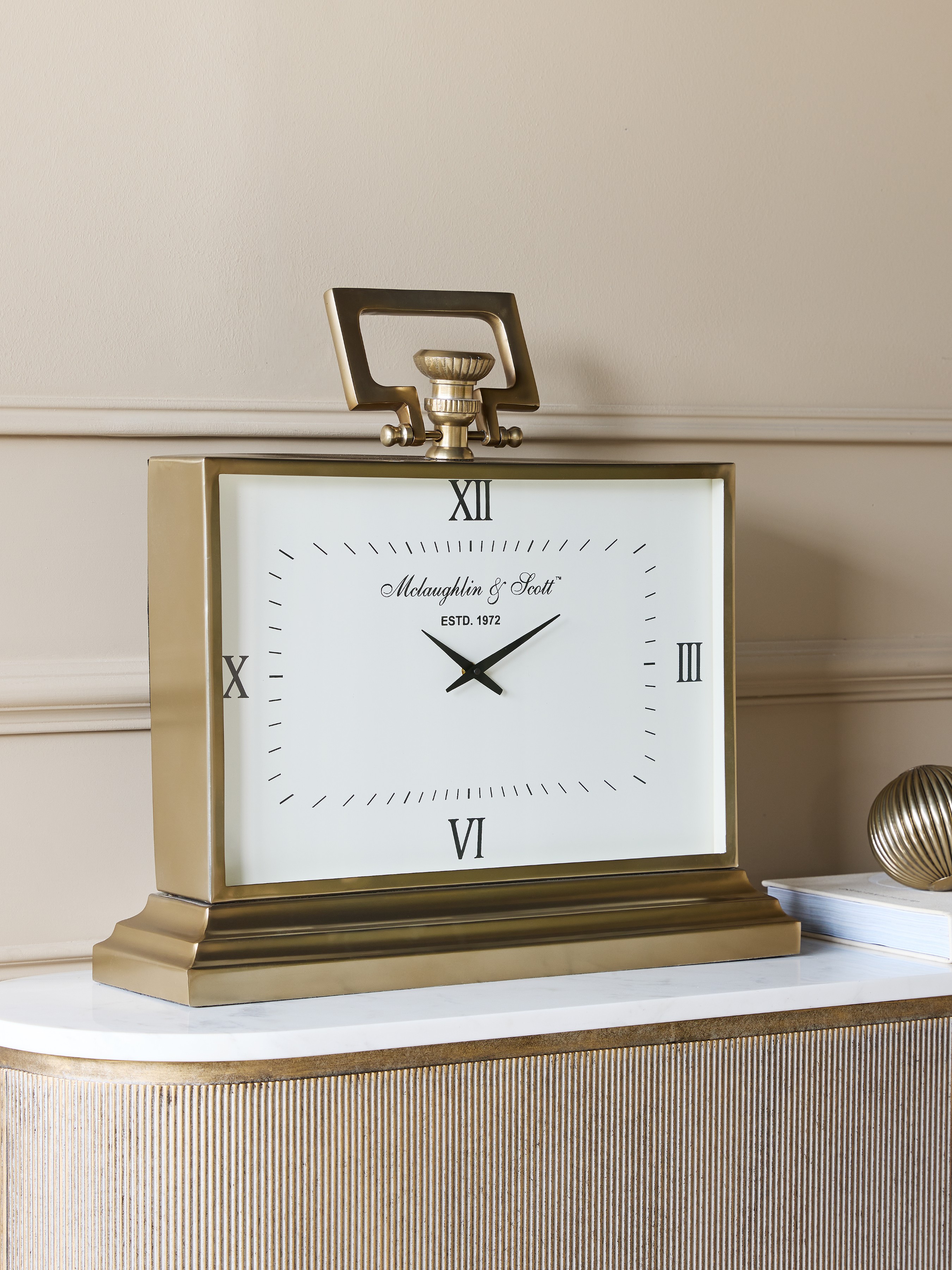 Latham Brass Rectangular Clock Large hover image