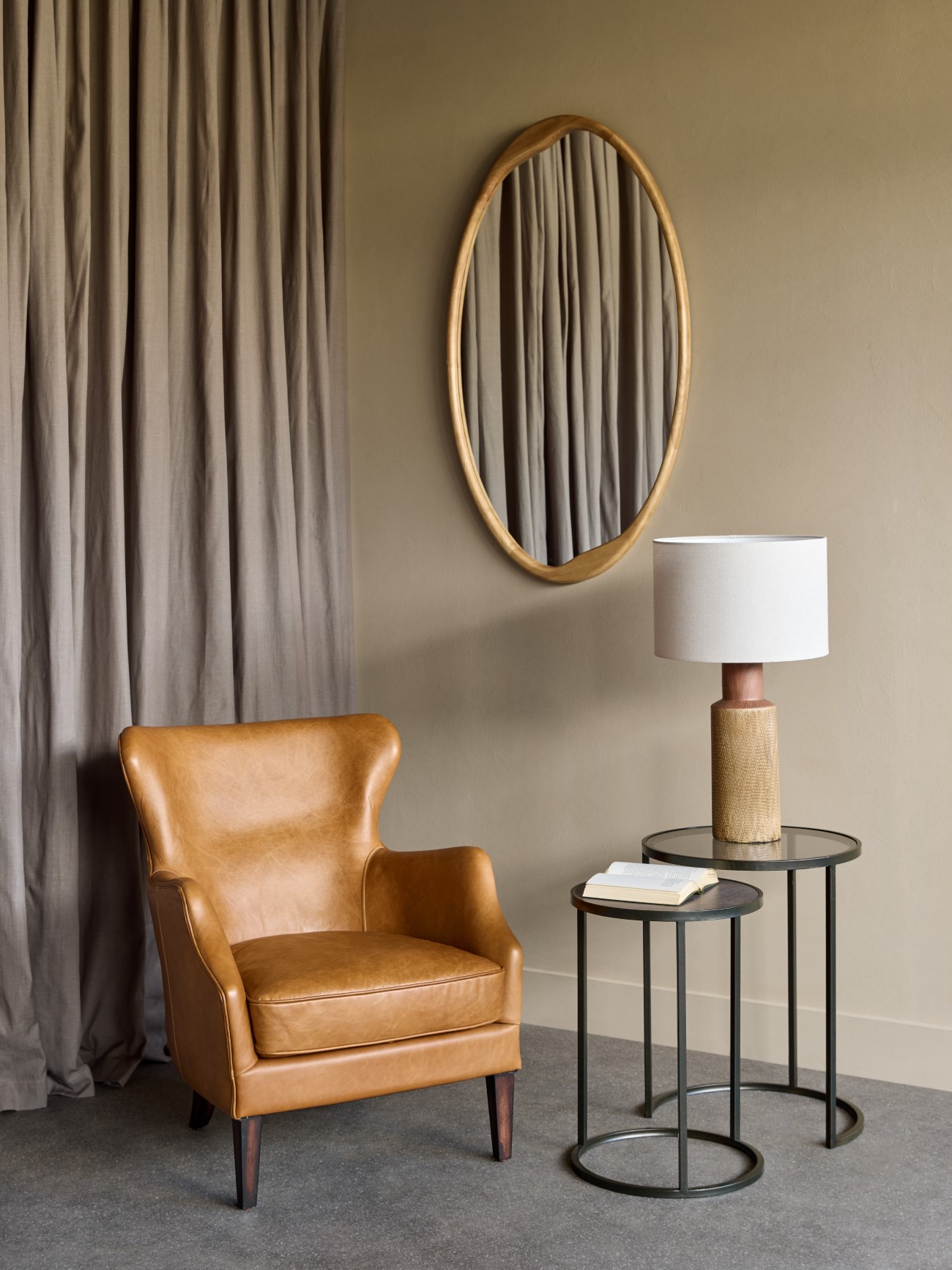 Hague Oval Natural Wood Mirror 119cm hover image