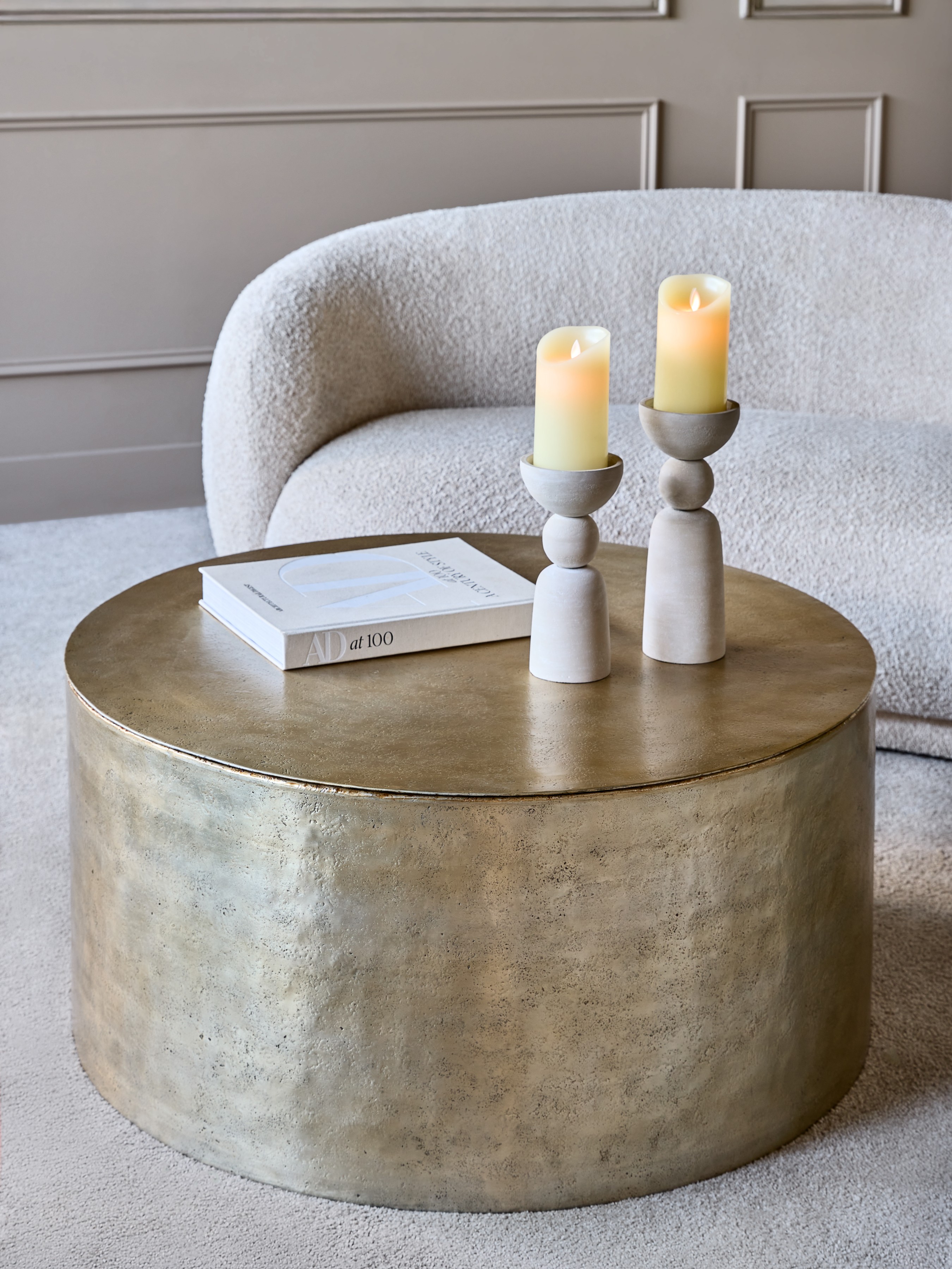 Zander Metal Drum Coffee Table With Storage 90cm hover image