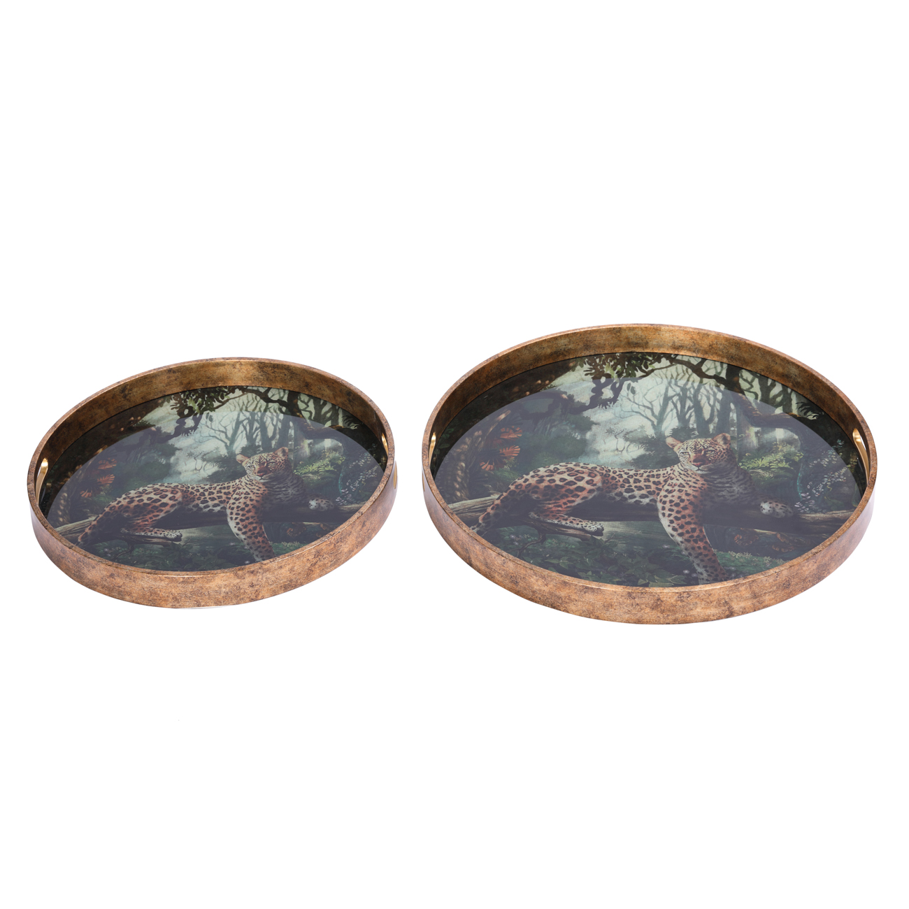 Lounging Leopard Set Of Two Trays