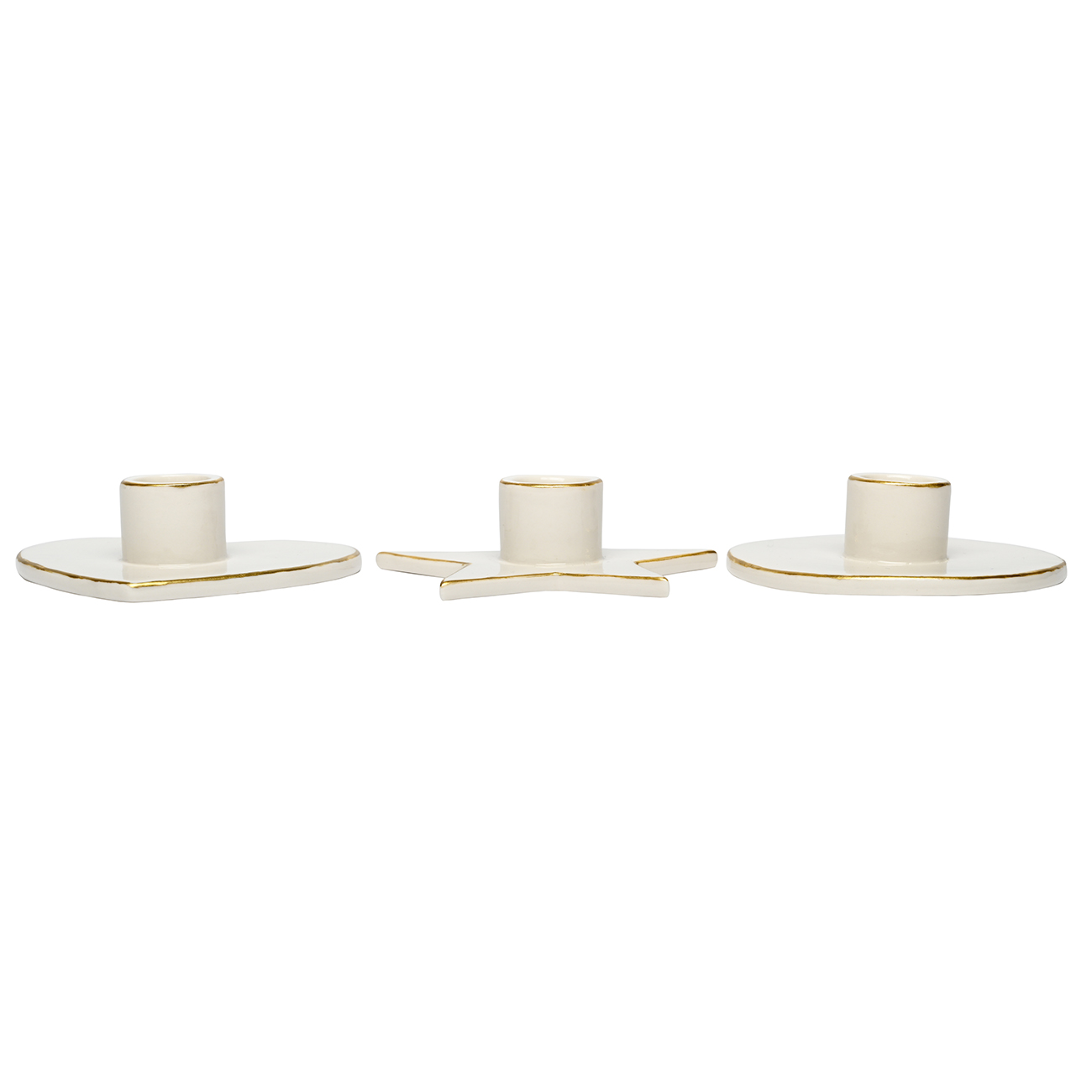 Laura Ashley Set of 3 Circle, Heart & Star Candle Holder