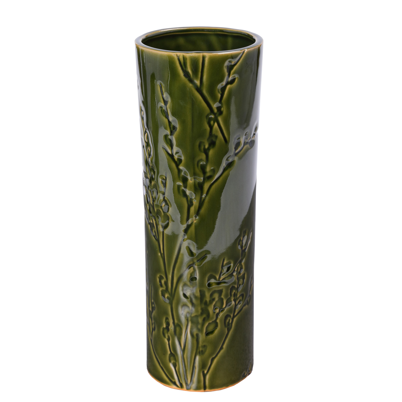 Laura Ashley Tall Green Reactive Glaze Pussy Willow Vase