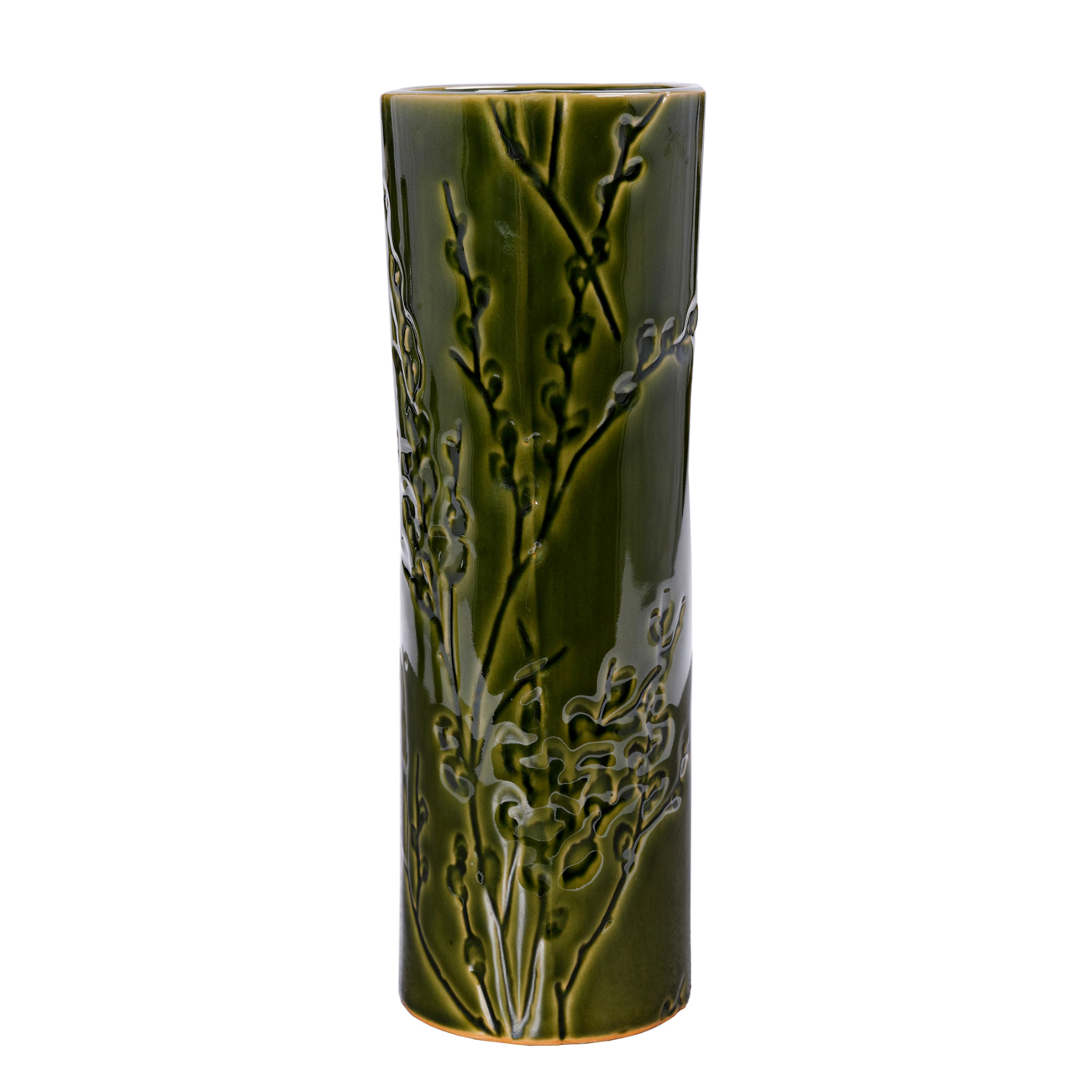 *Laura Ashley Tall Green Reactive Glaze Pussy Willow Vase