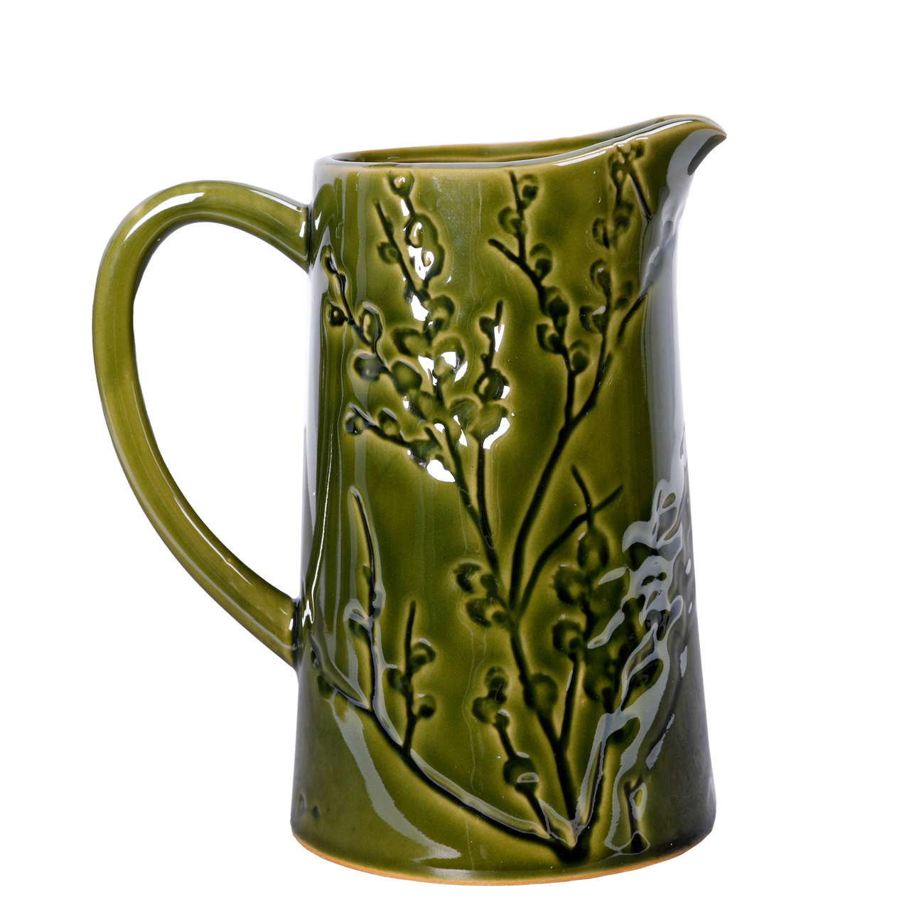 *Laura Ashley Green Reactive Glaze Pussy Willow  Jug