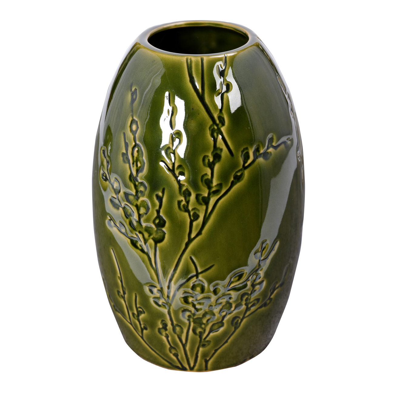 Laura Ashley Large Green Reactive Glaze Pussy Willow Vase