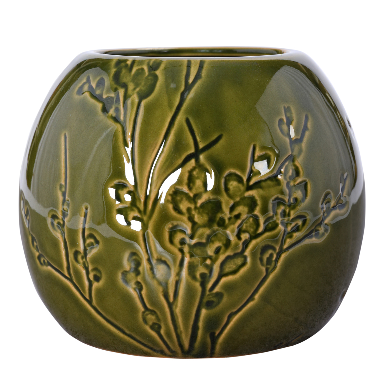 *Laura Ashley Small Green Reactive Glaze Pussy Willow Vase