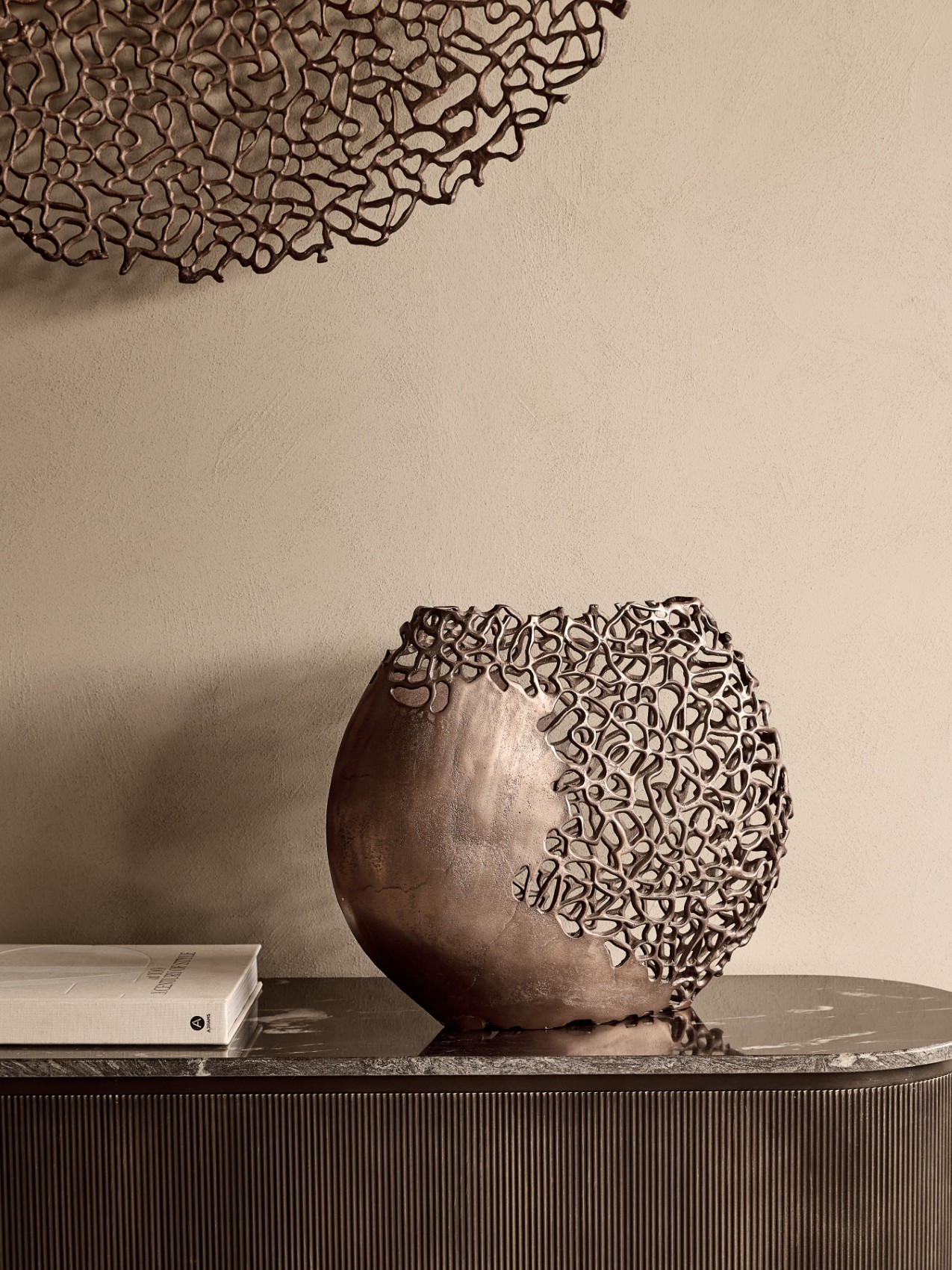 Apo Coral Raw Bronze Ellipse Vase hover image