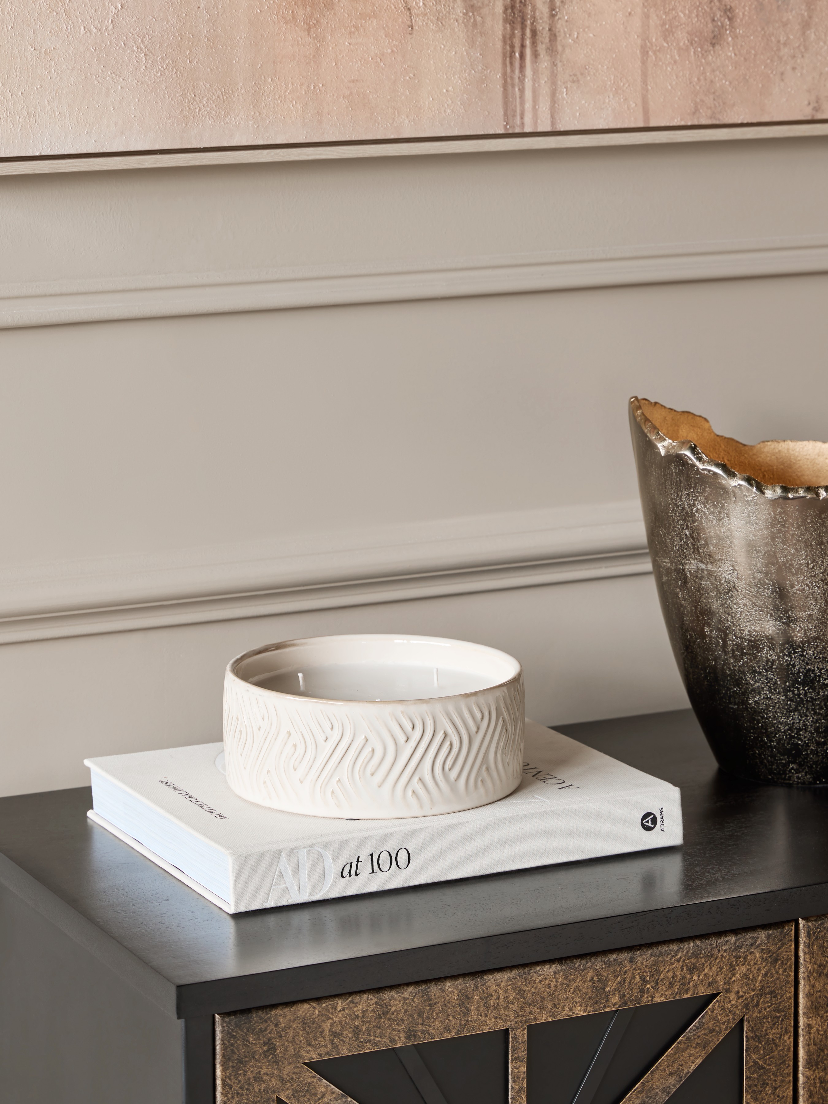 Serena Filled Wax Ceramic Bowl Ivory hover image