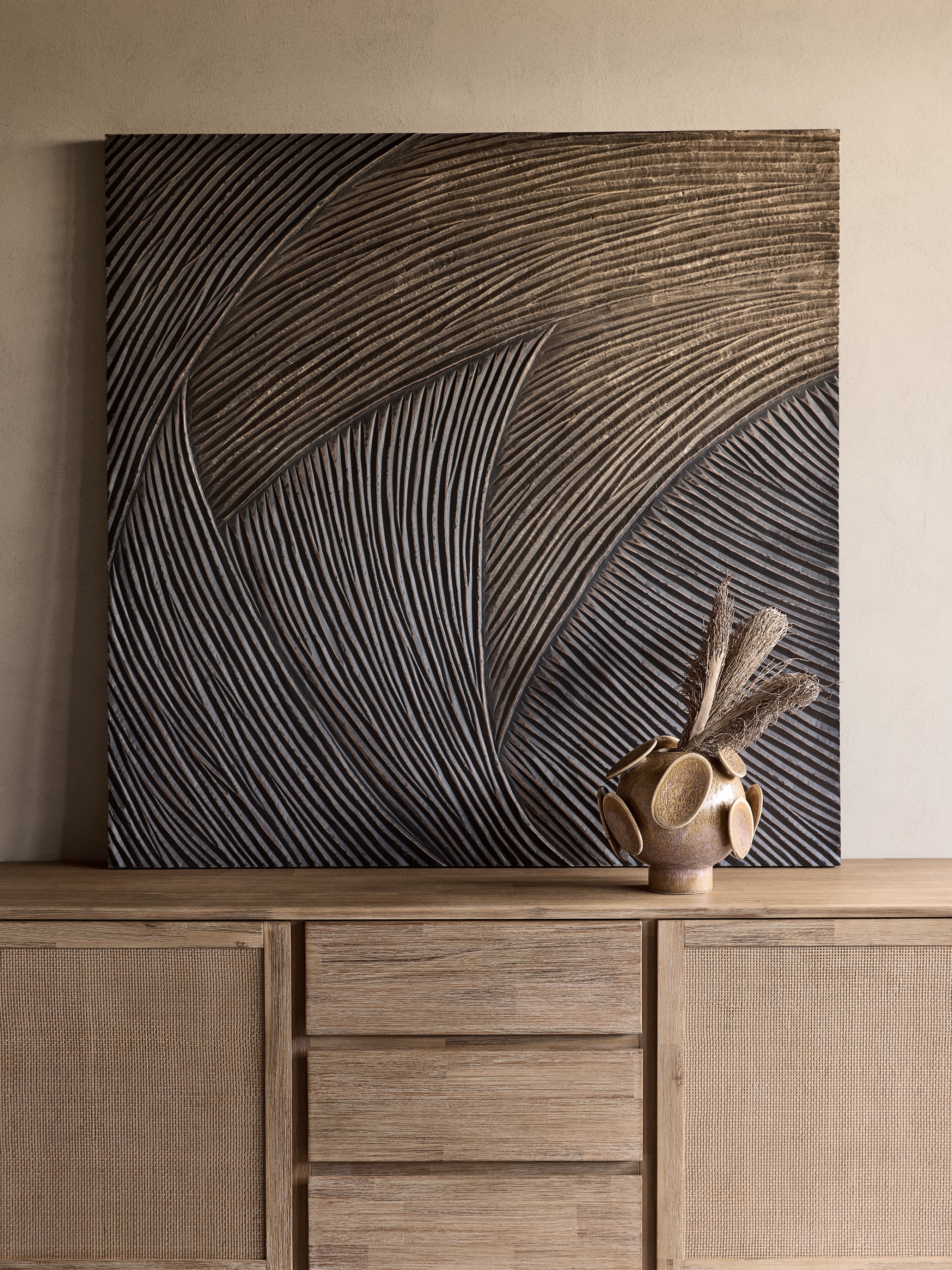 Golden Wave Geometric Wall Art 120x120cm hover image