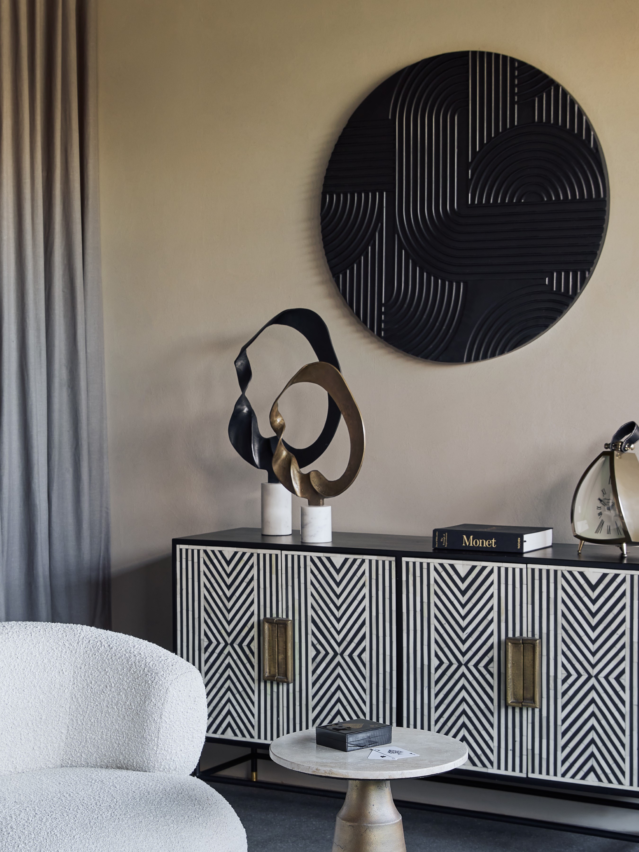 Black Geometric Echoes Wall Art 90x90cm hover image