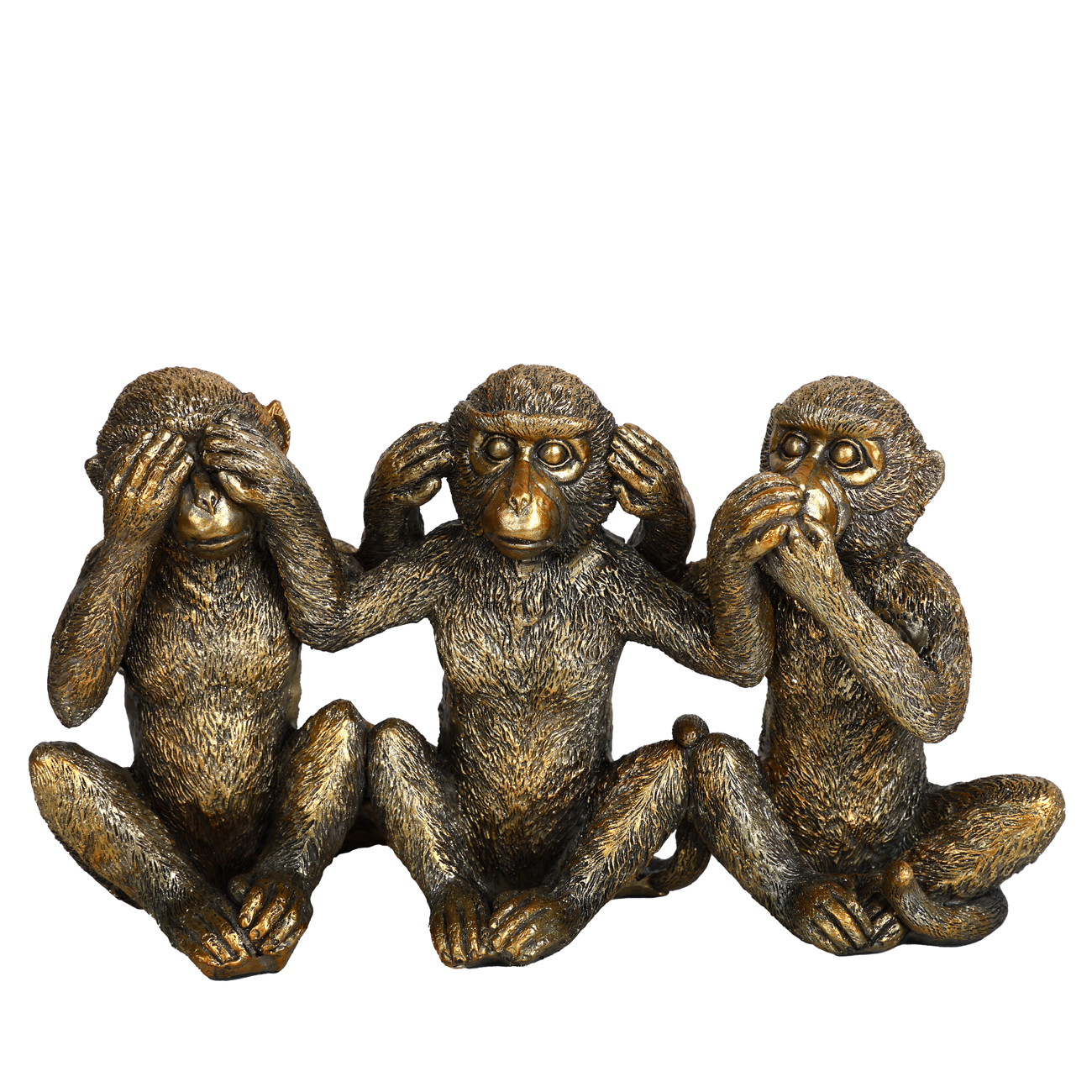 Three Wise Monkeys Antique Gold