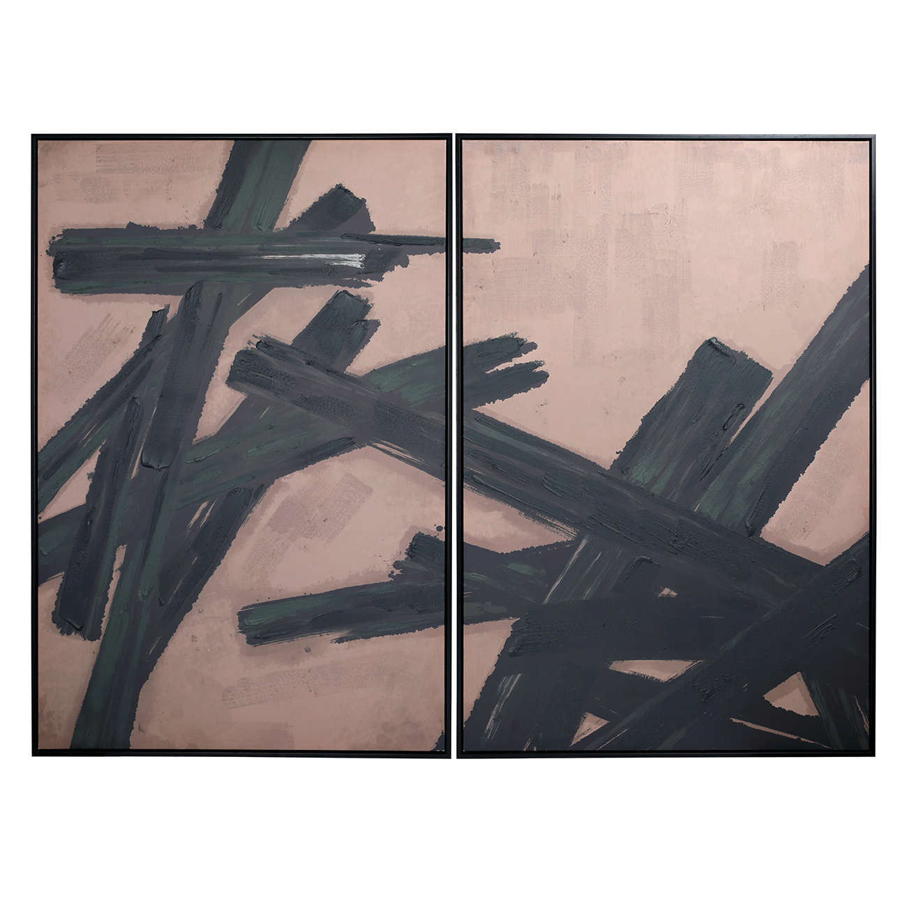 Impasto Brushstrokes Taupe Set of 2 Framed Canvas Wall Art