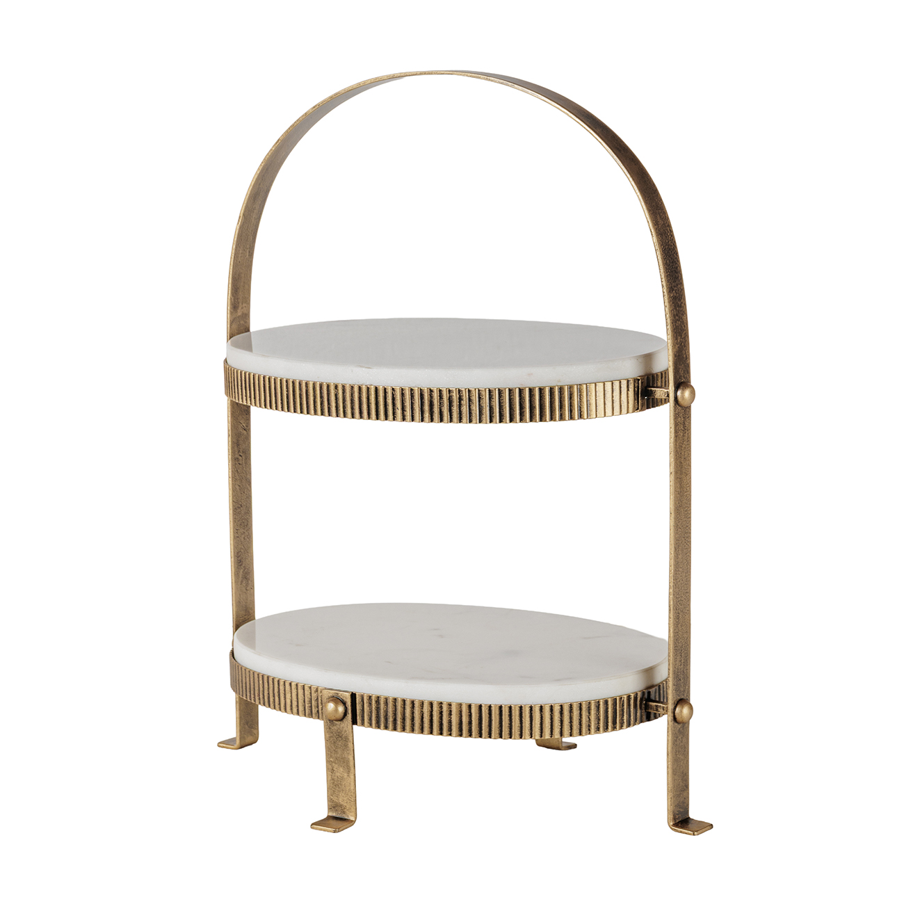 Belvedere Aged Gold Oval Two Tiered Stand