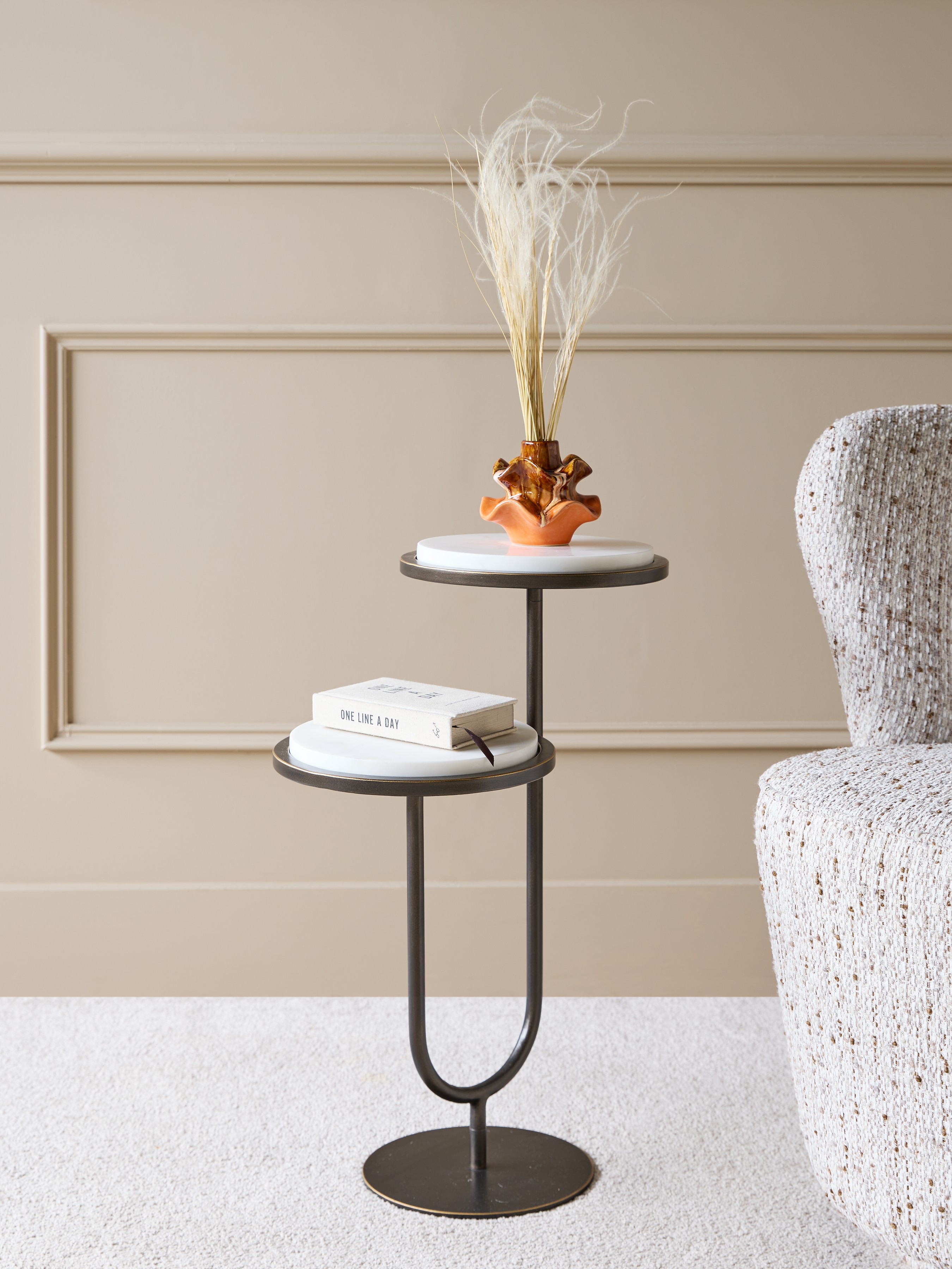 Marco Accent Table White Banswara Marble hover image