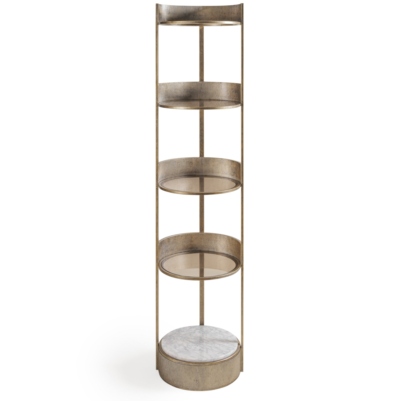 Belvedere Aged Gold Round Shelving Unit