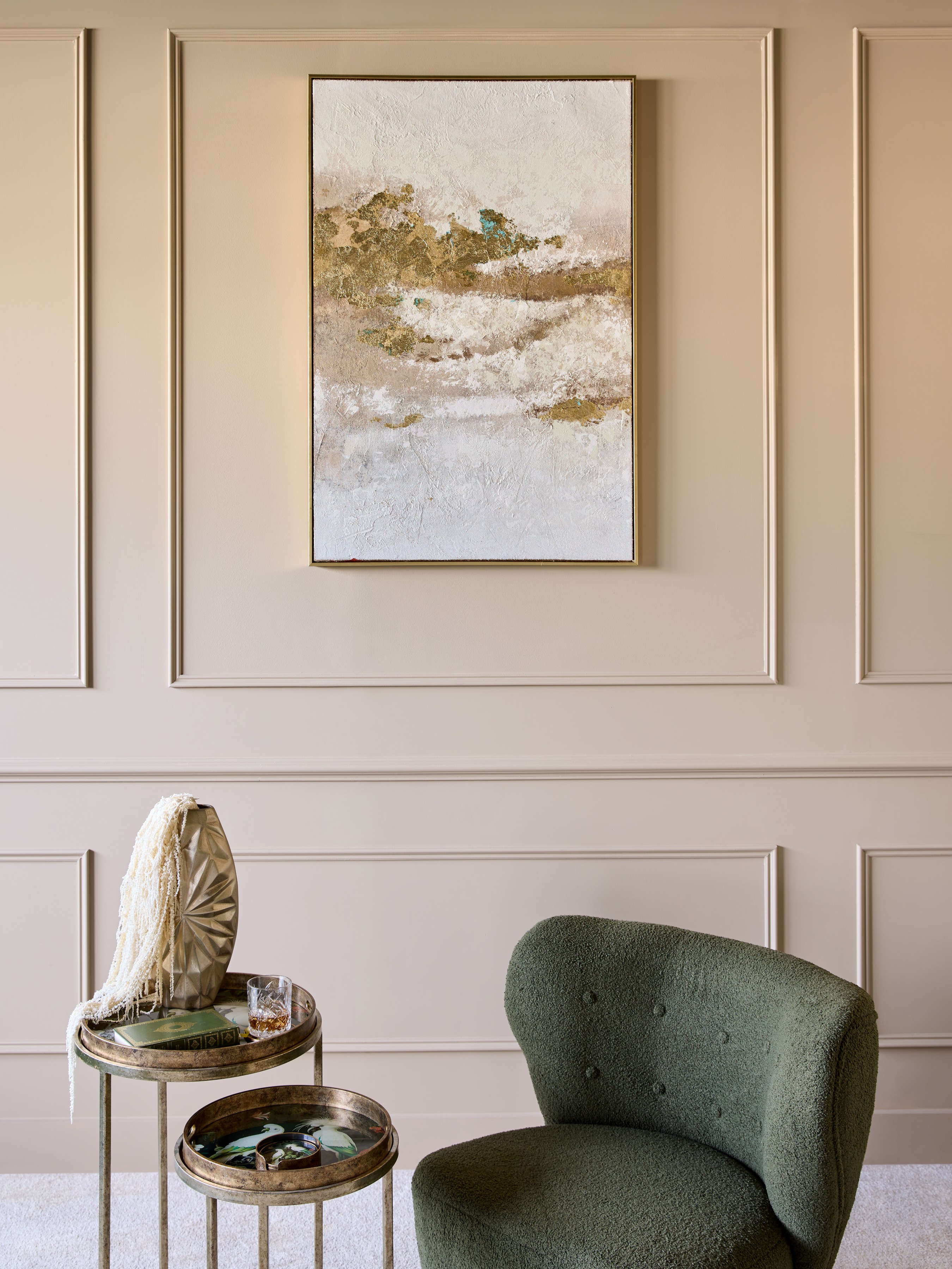 Golden Dusk Heavy Textured Framed Canvas Wall Art 80x120cm hover image